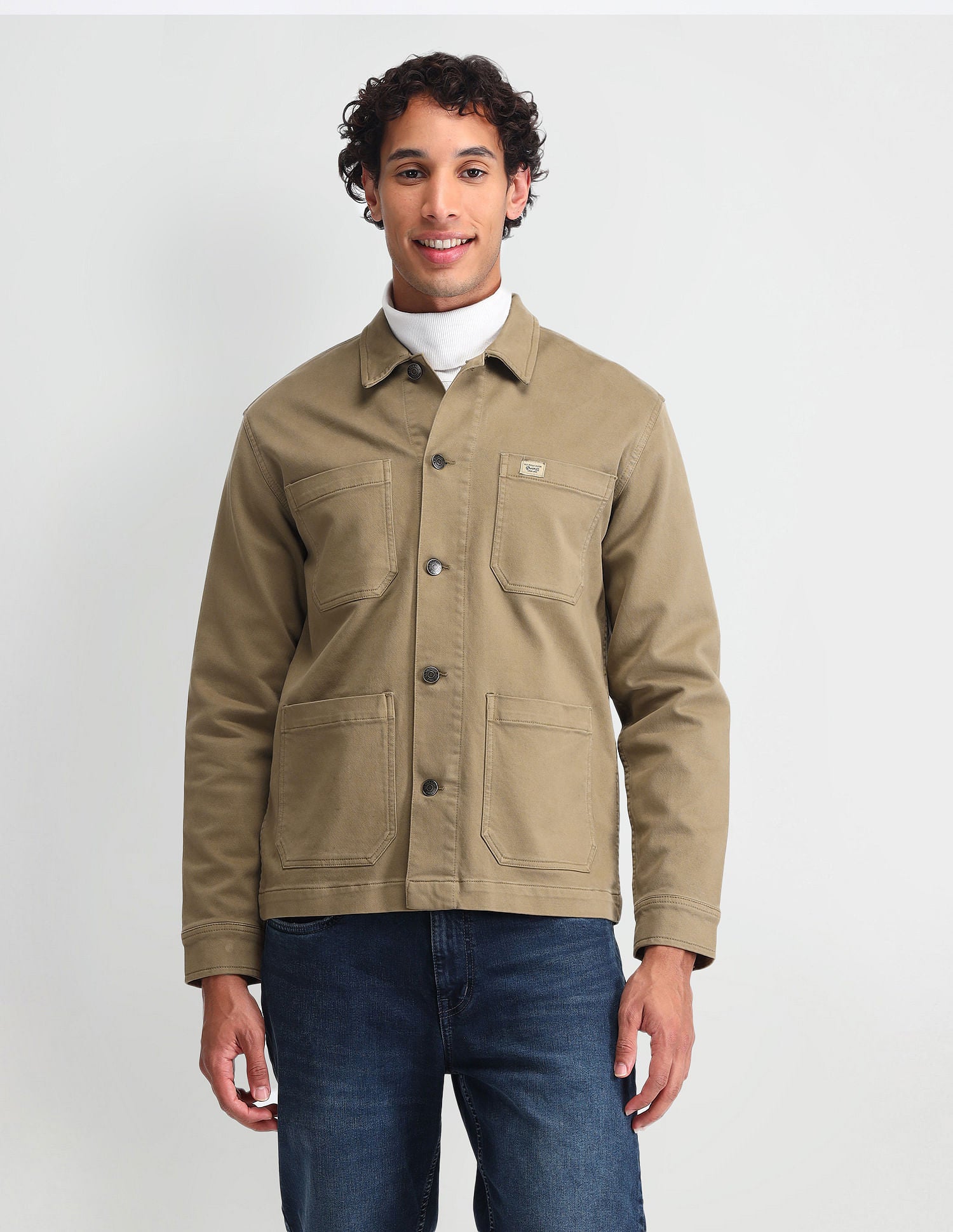 Pure Cotton Solid Jacket Khaki - U.S. POLO ASSN. | Large