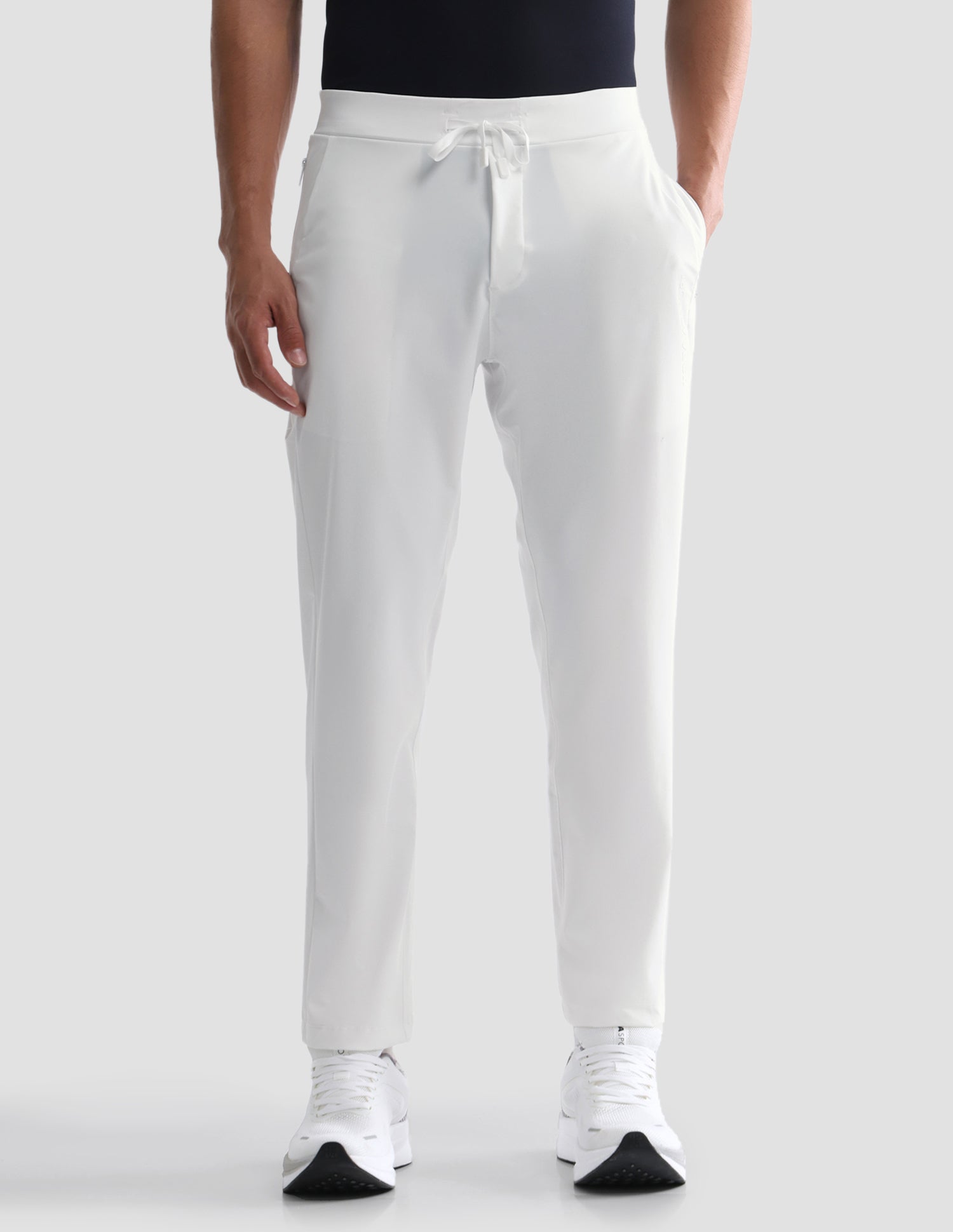 Slim Fit Mid Rise Active Track Pants Off White - U.S. Polo Assn. India | Large