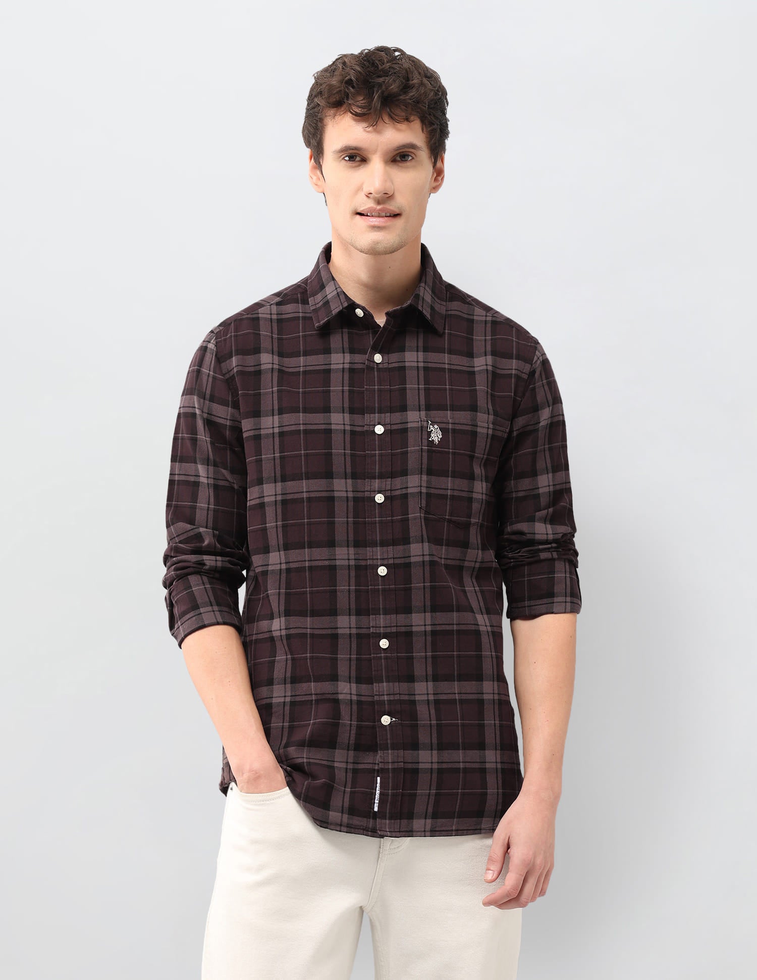 Plaid check Tailored Fit Shirt Brown - U.S. Polo Assn. India | Large