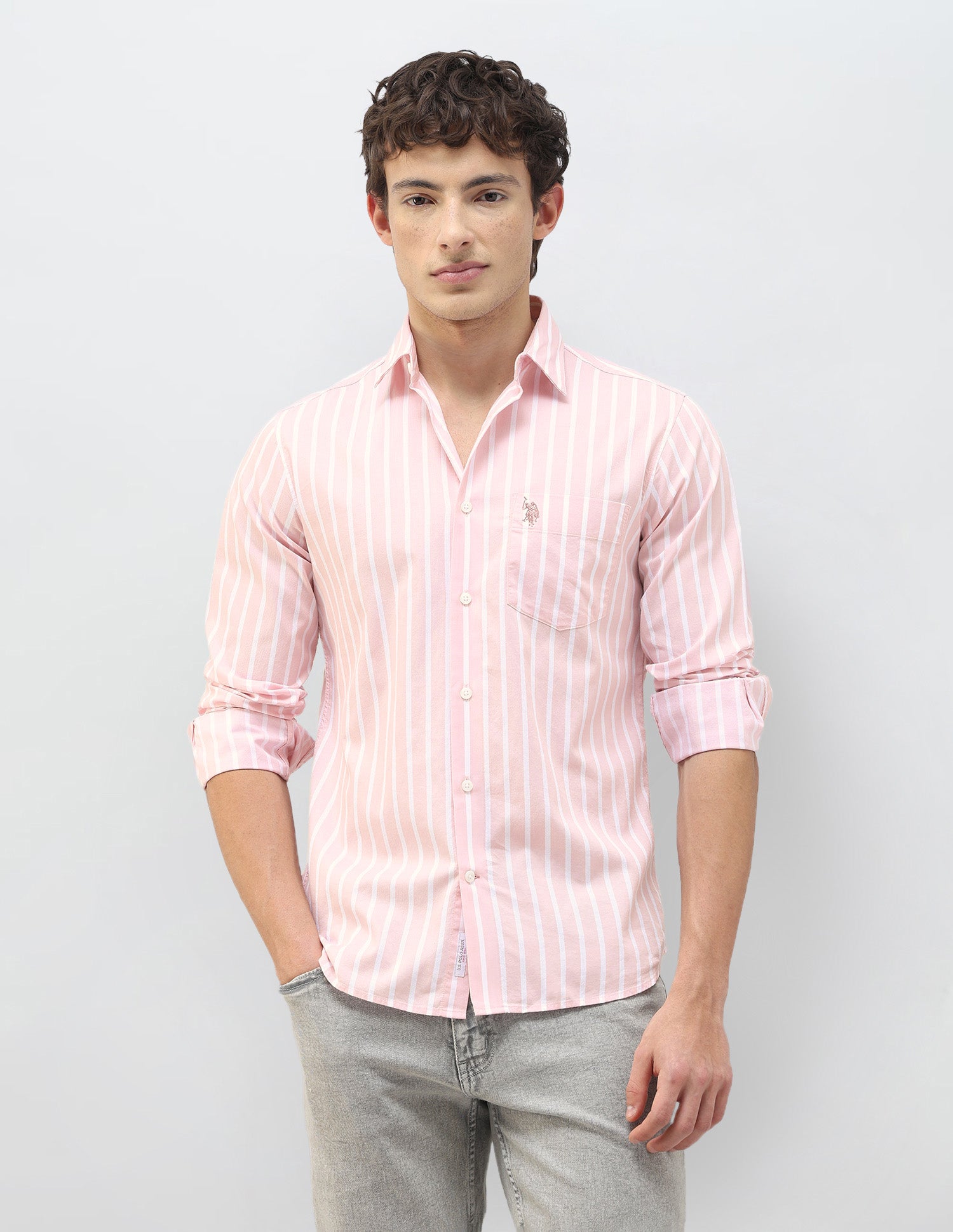 Casa De Campo Vertical Striped Shirt Pink - U.S. Polo Assn. India | Large