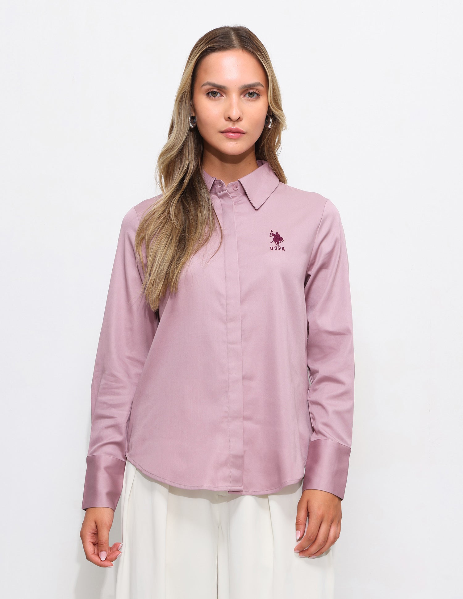Regular Fit Satin Shirt Light Pink - U.S. Polo Assn. India | Large