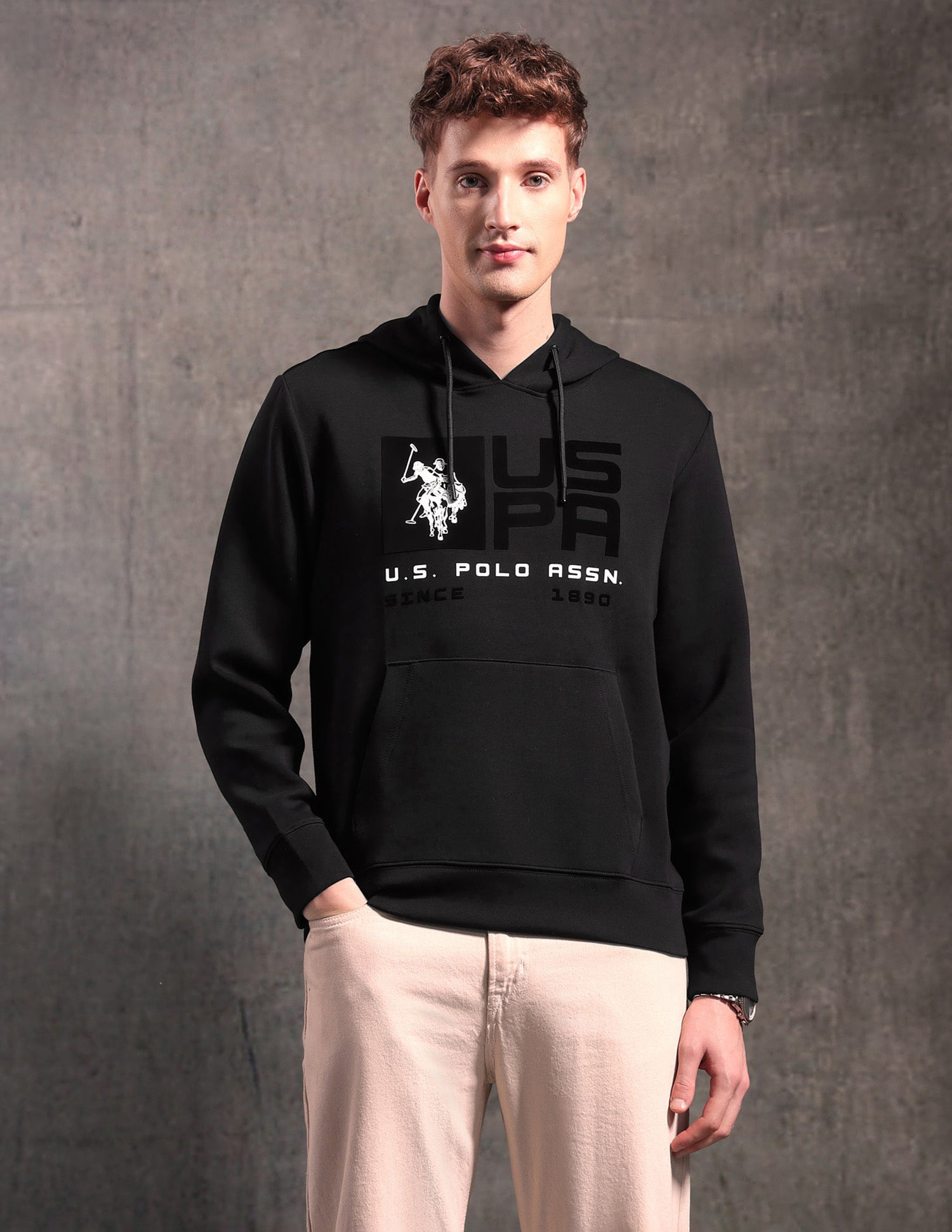 Brand Printed Black & Gold Sweatshirt Black - U.S. POLO ASSN. | Large