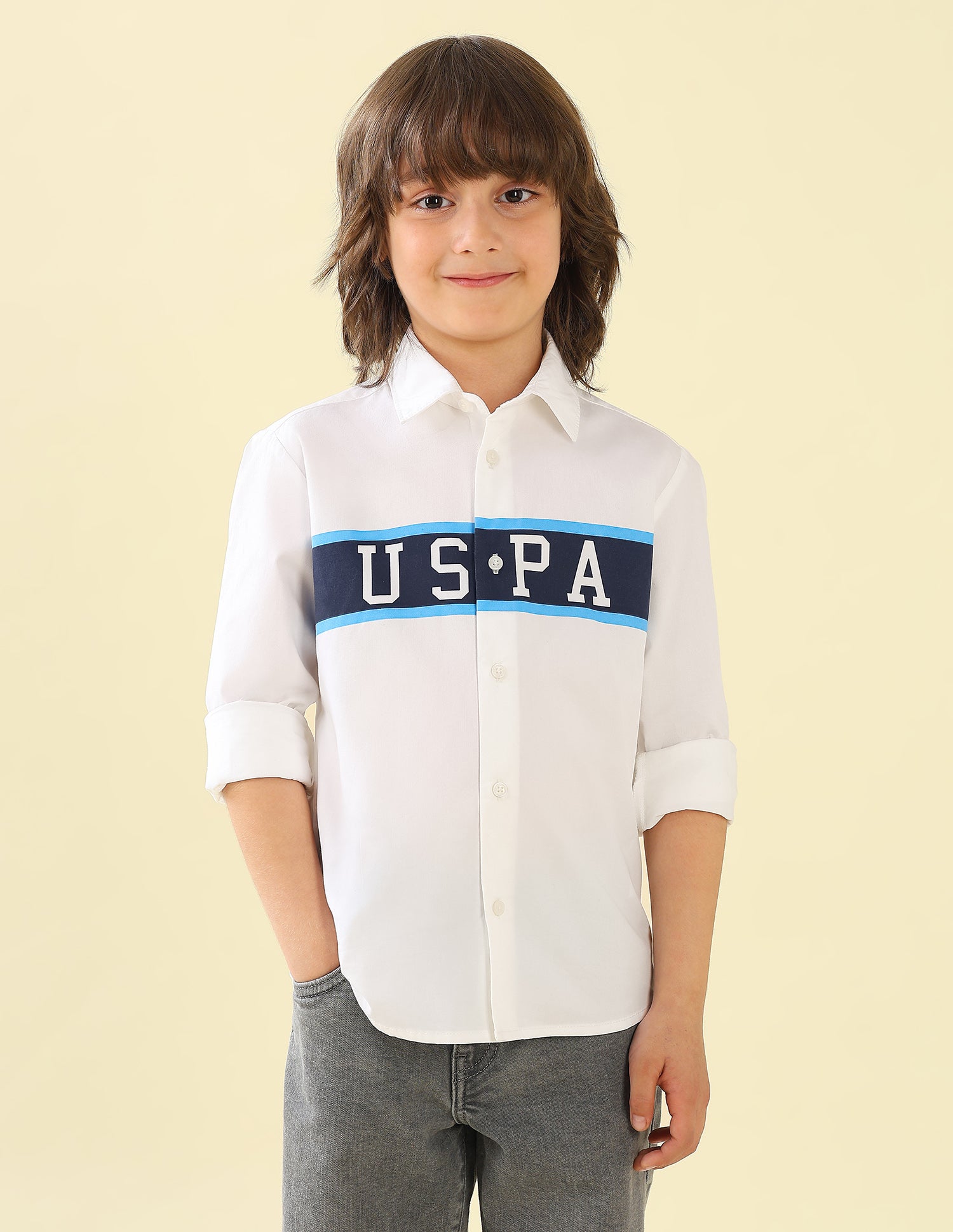 Twill Brand Printed Shirt White - U.S. Polo Assn. India | Large