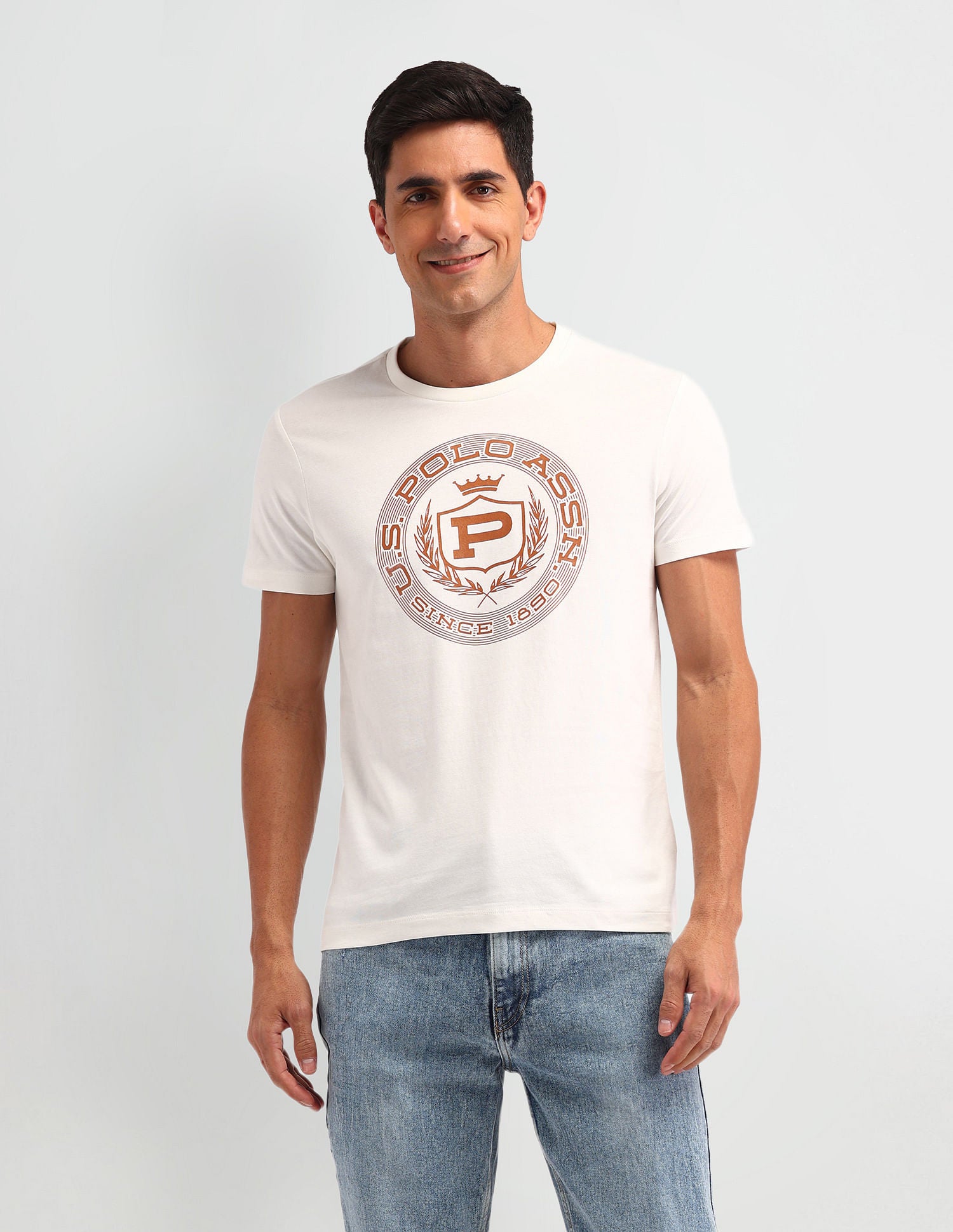 Collegiate Muscle Fit Brand T-Shirt Ivory - U.S. POLO ASSN. | Large