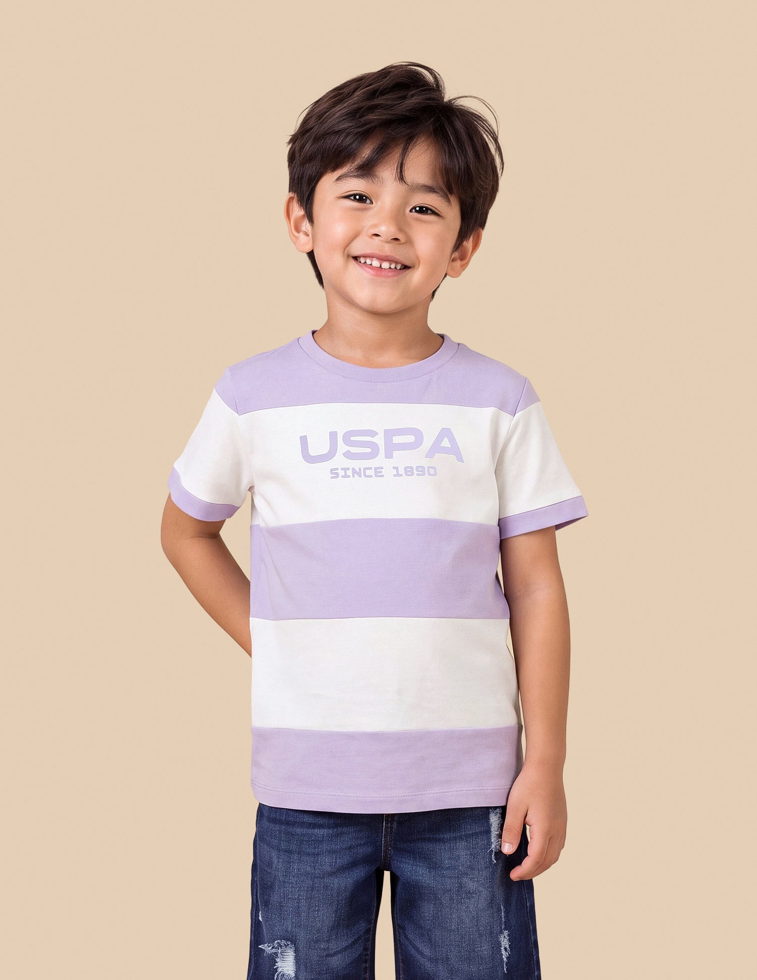 Brand Printed Regular Fit T-Shirt Light Purple - U.S. Polo Assn. India | Large