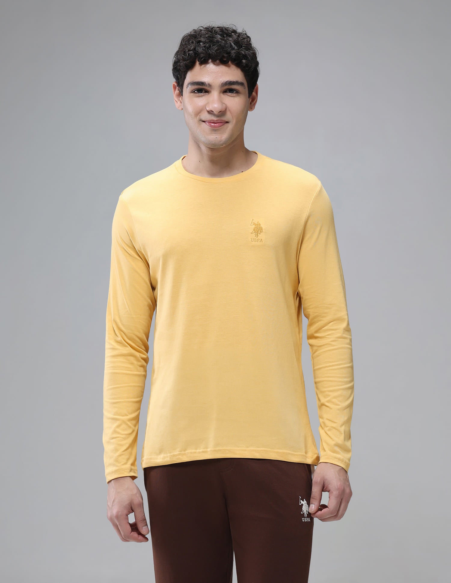 Henley Neck Solid I693 Lounge T-Shirt - Pack Of 1 Yellow - U.S. Polo Assn. India | Large
