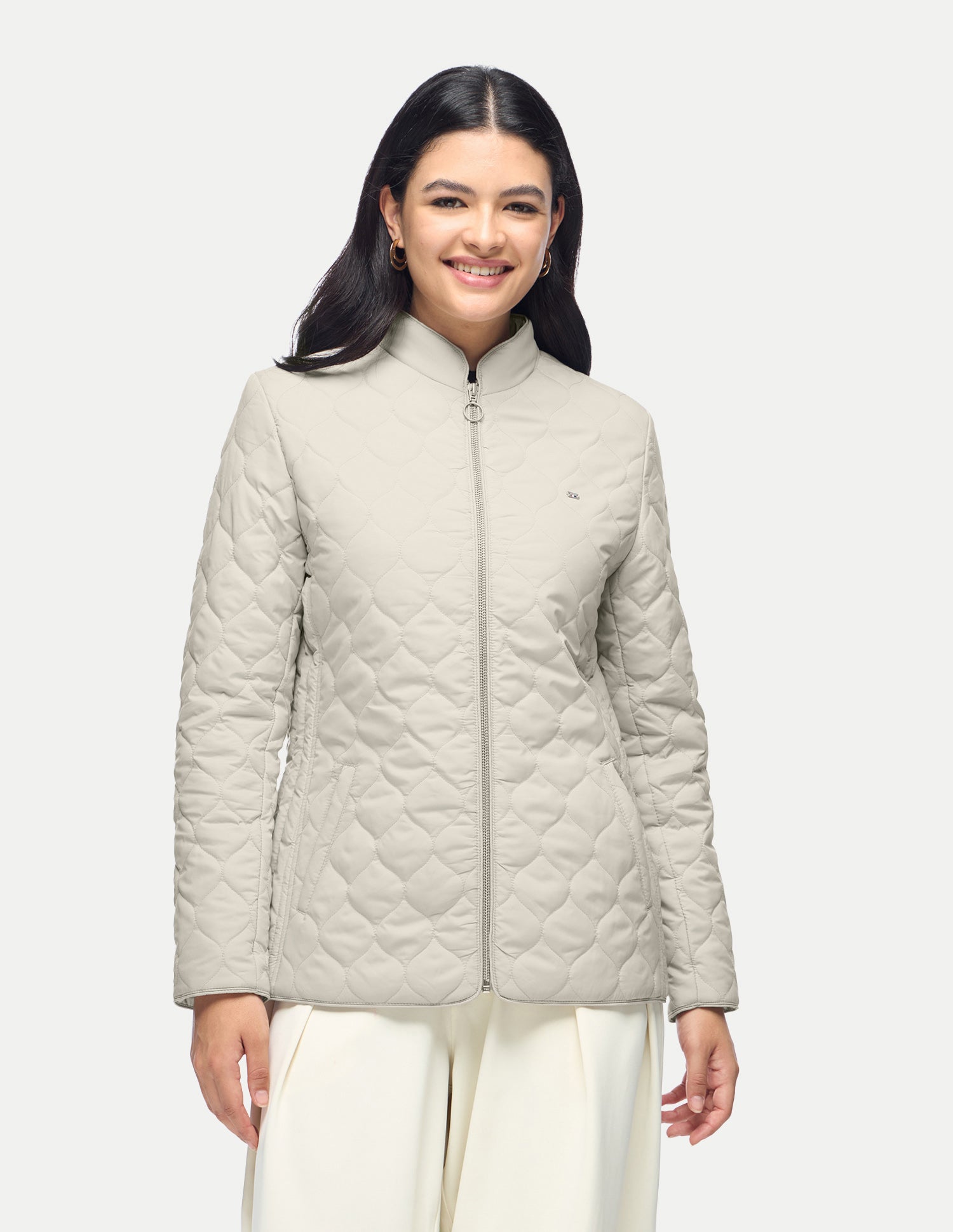 Solid Regular Fit Quilted Jacket Grey - U.S. Polo Assn. India | Large