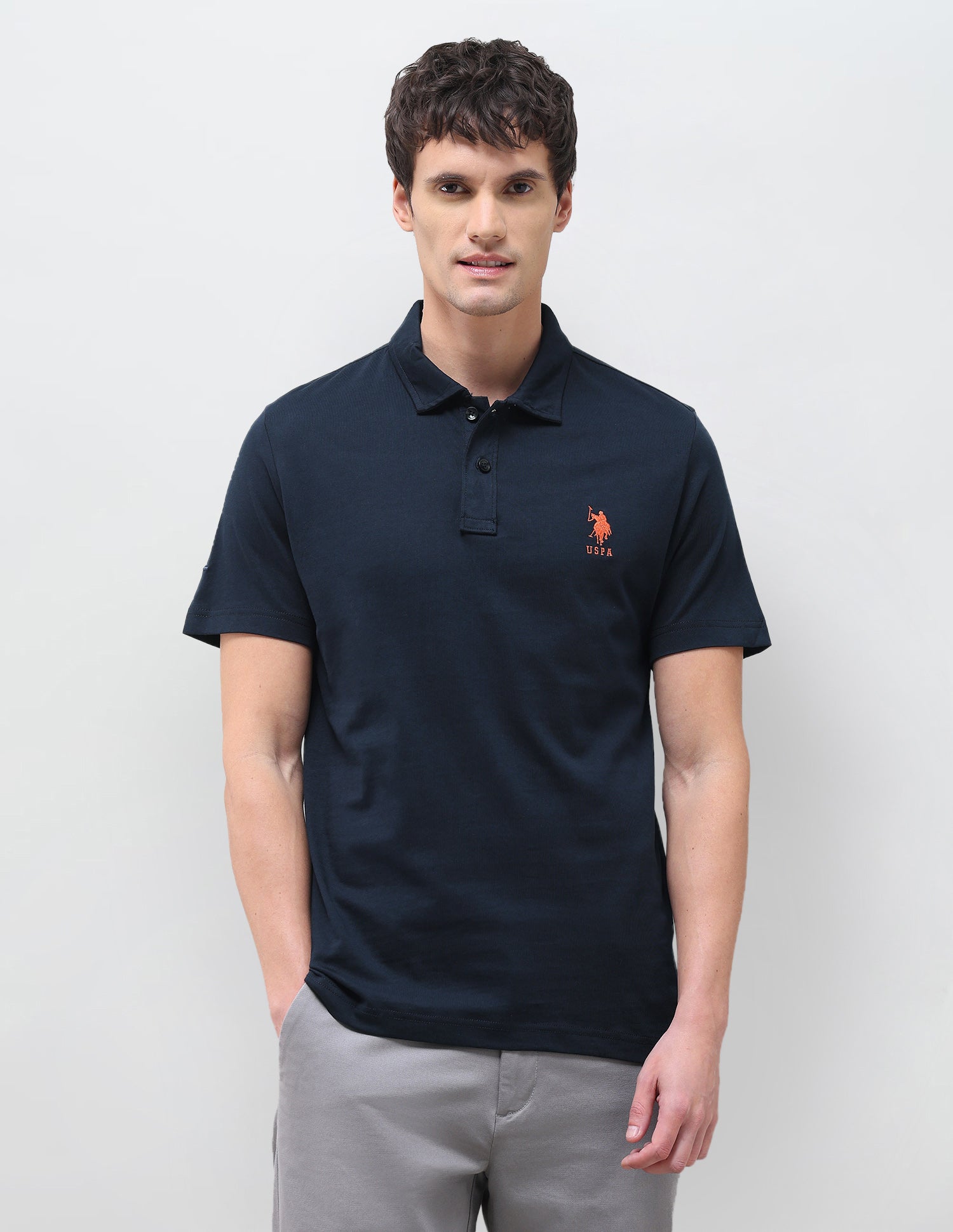 Solid Slim Fit Polo Shirt Navy - U.S. Polo Assn. India | Large