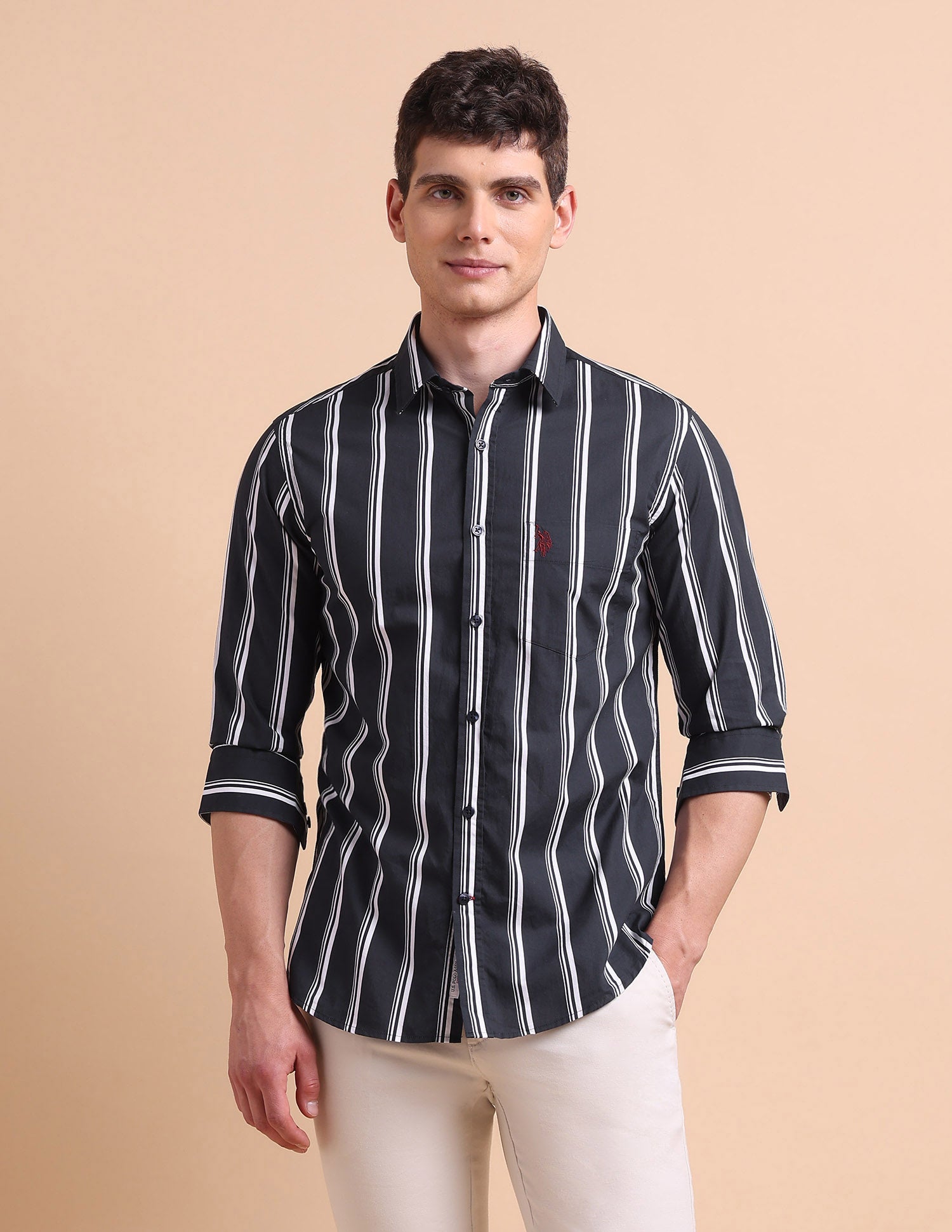 Vertical Striped Tailored Fit Shirt Navy - U.S. POLO ASSN. | Large