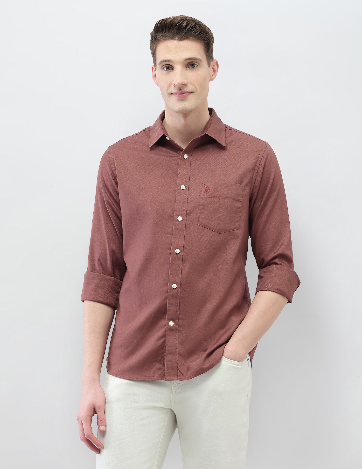 New Port Marina Dobby Shirt Rust - U.S. Polo Assn. India | Large