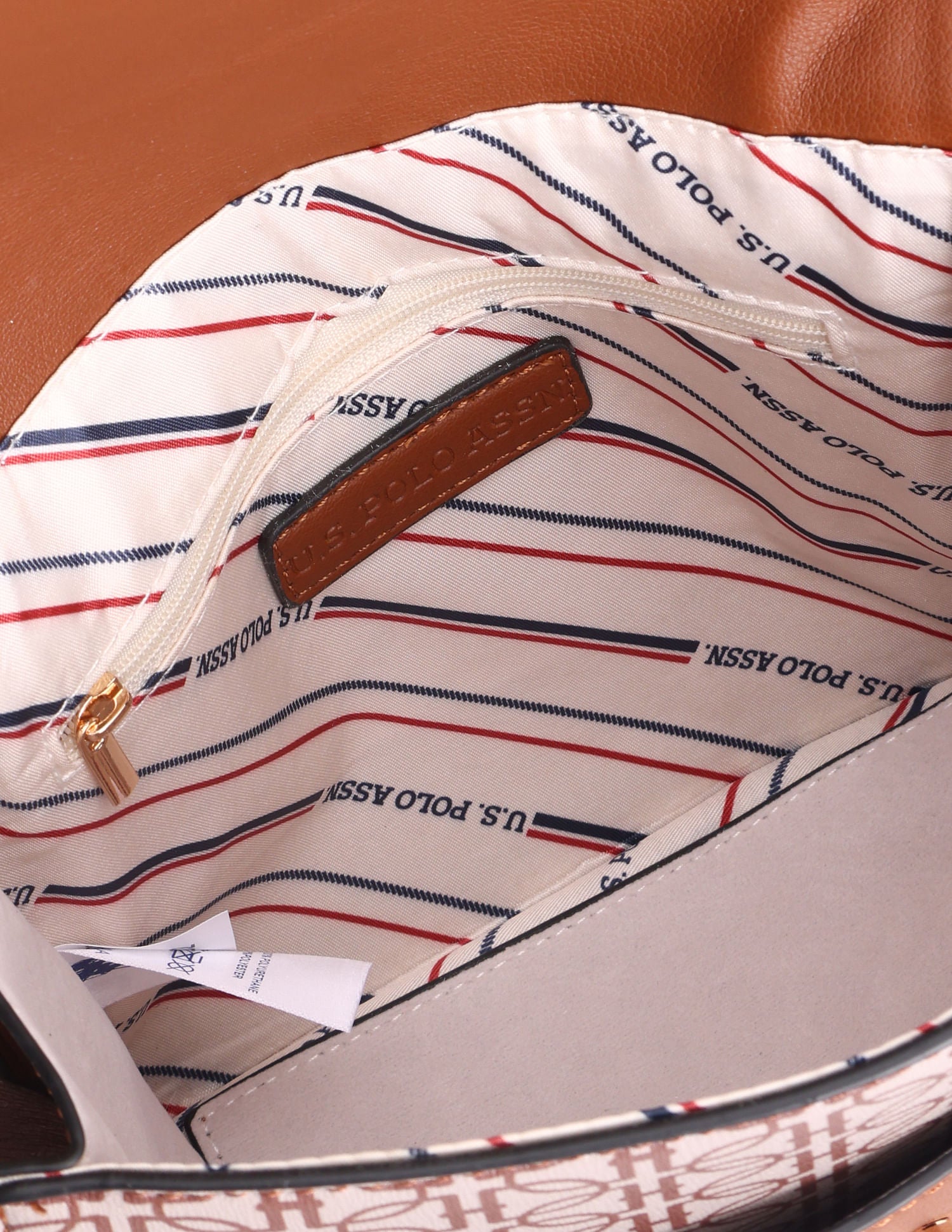 Chain Strap All Over Print Sling Bag Tan and Beige - U.S. POLO ASSN. | Large