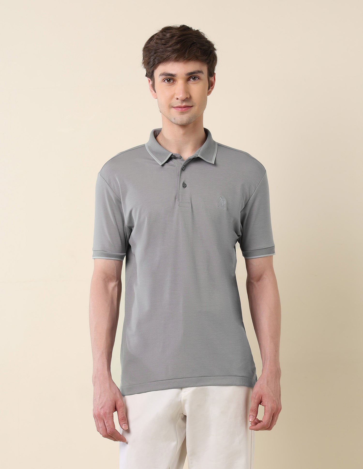 Solid Monochrome Majesty Polo Shirt Grey - U.S. Polo Assn. India | Large