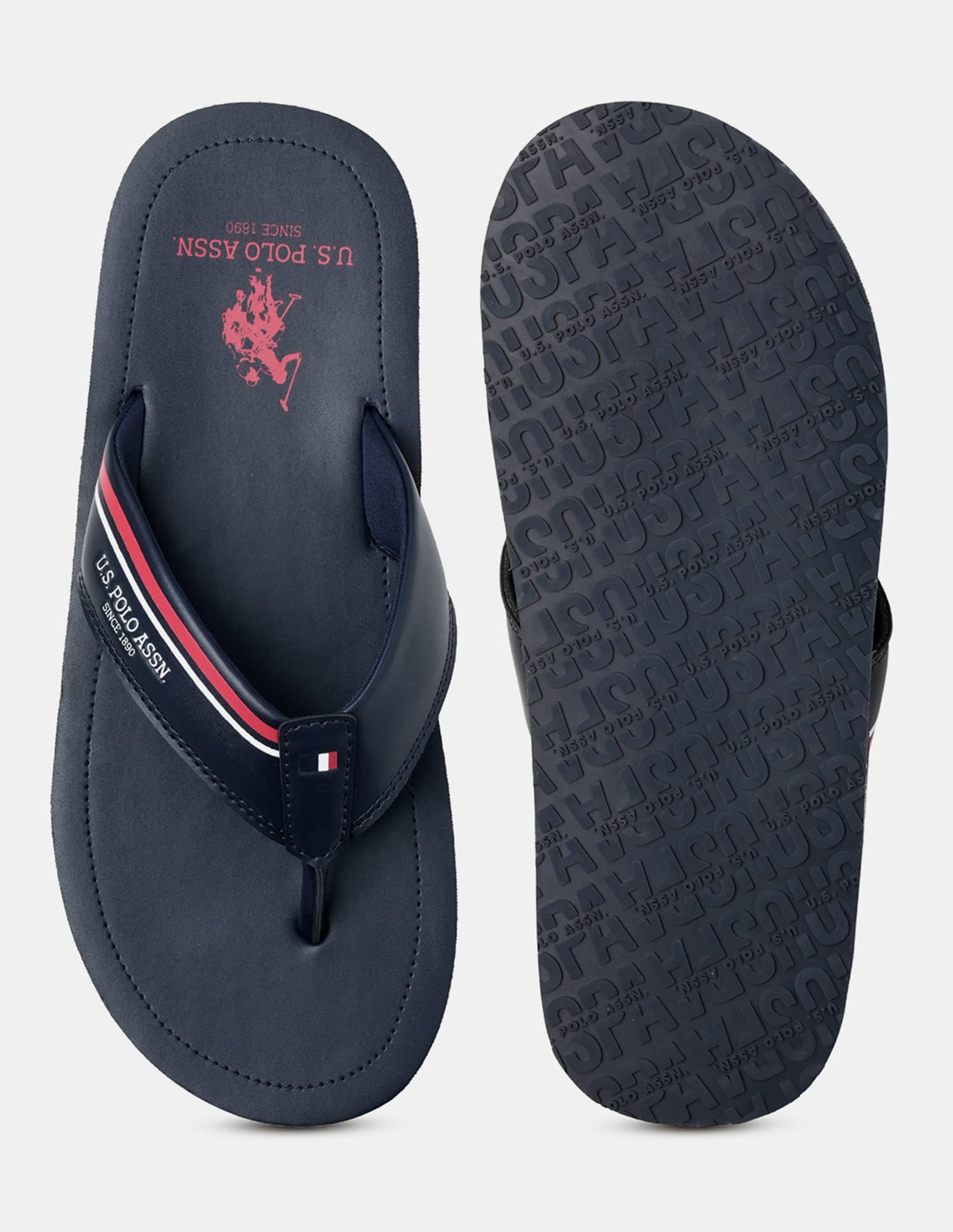 Men Nesta Striped Flip Flops Navy - U.S. Polo Assn. India | Large