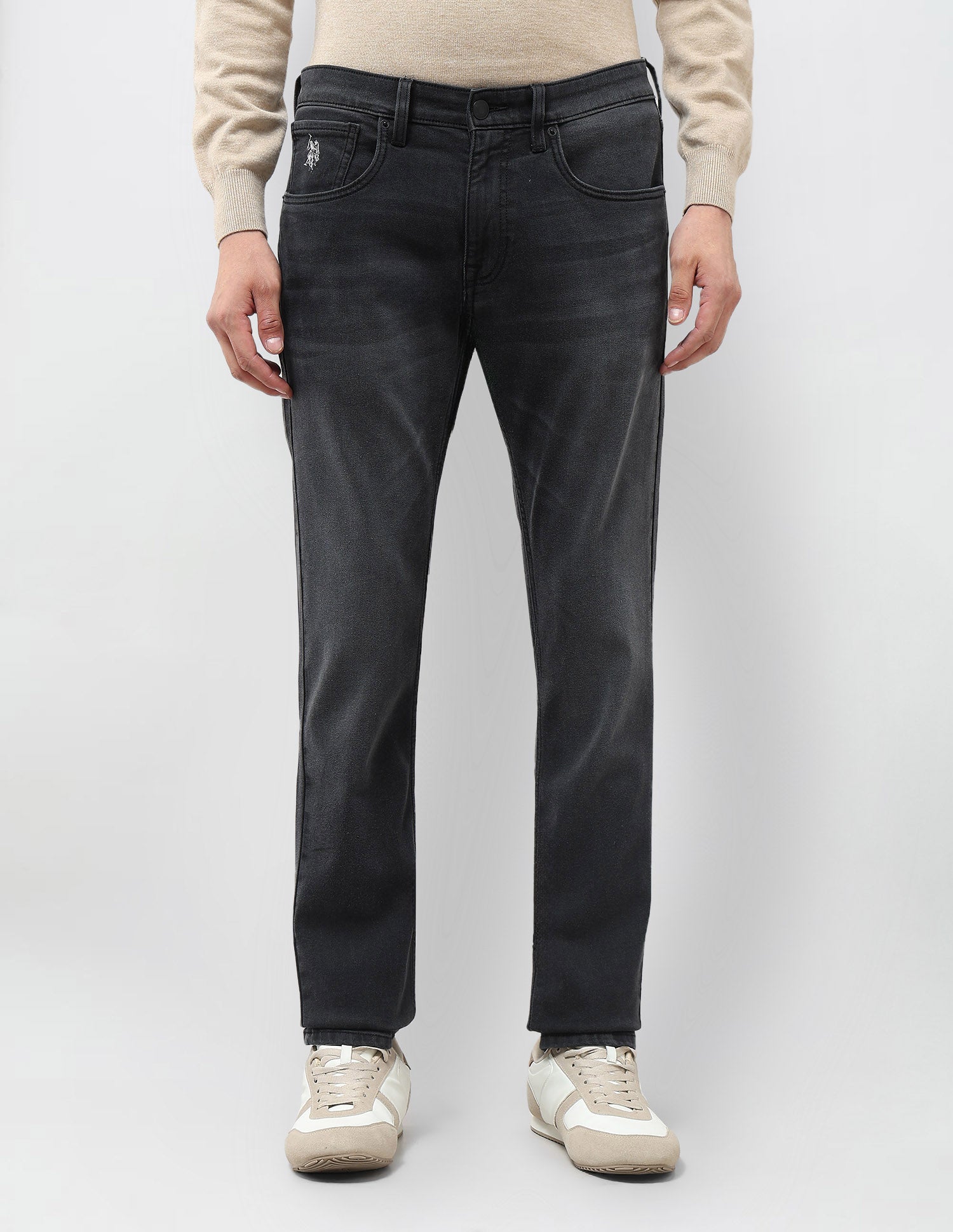 Brandon Slim Tapered Fit Whiskered Jeans Black - U.S. POLO ASSN. | Large