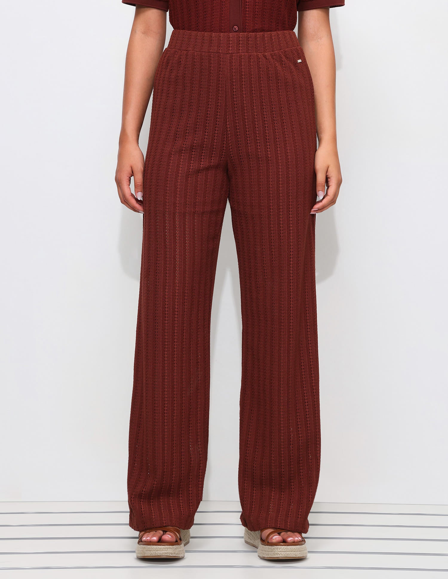 Mid-Rise Textured Straight Fit Trouser Orange - U.S. Polo Assn. India | Large