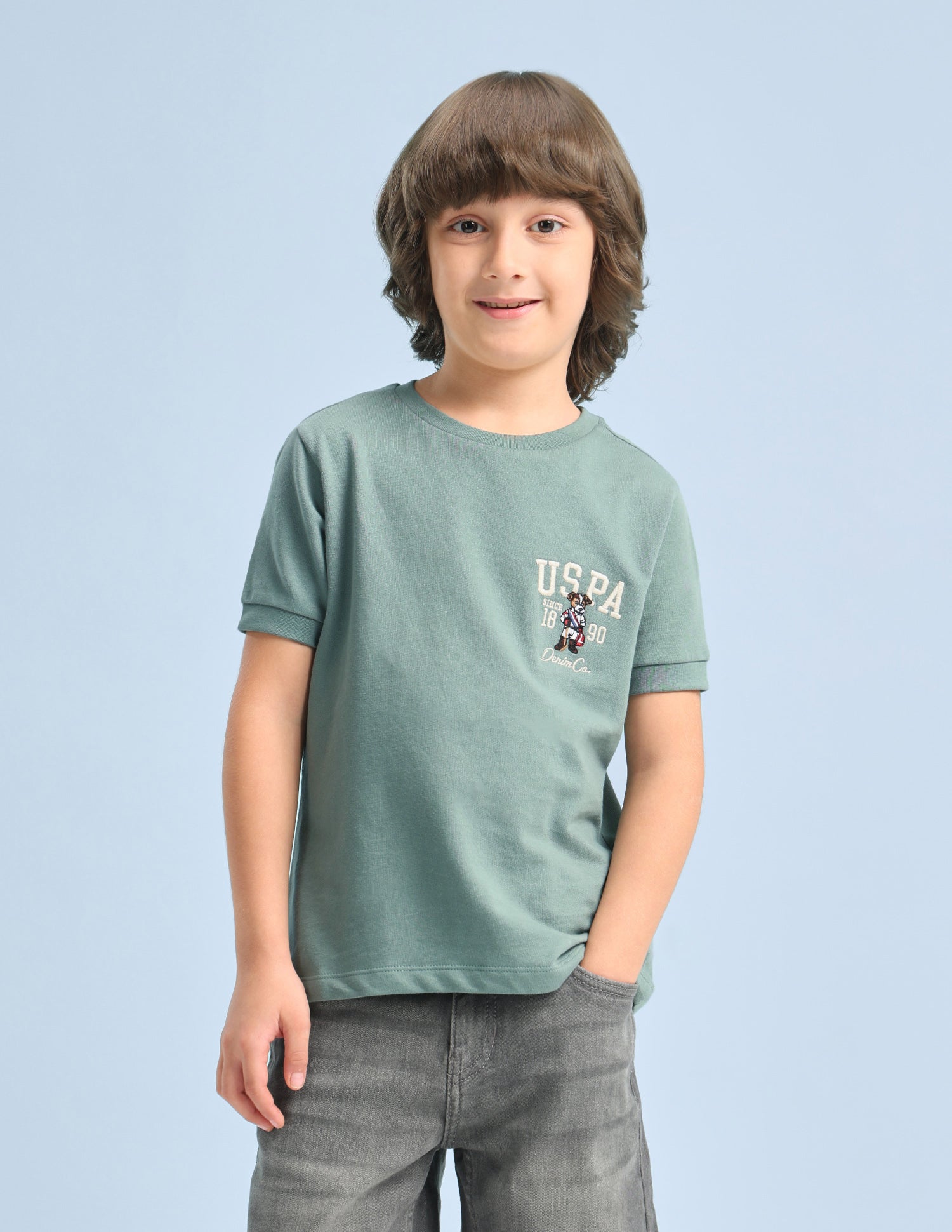 Solid Regular Fit T-Shirt Green - U.S. Polo Assn. India | Large