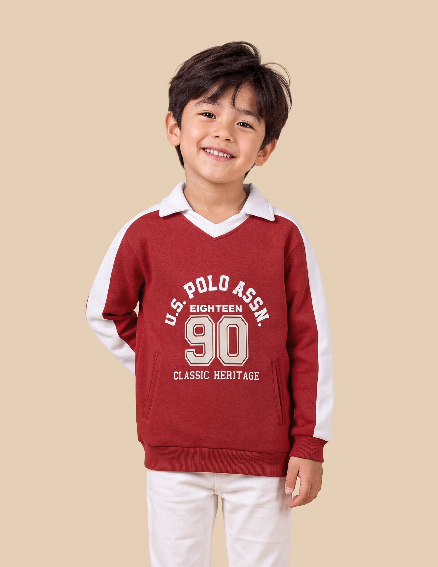 Brand Printed Regular Fit Sweatshirt Red - U.S. Polo Assn. India | Large