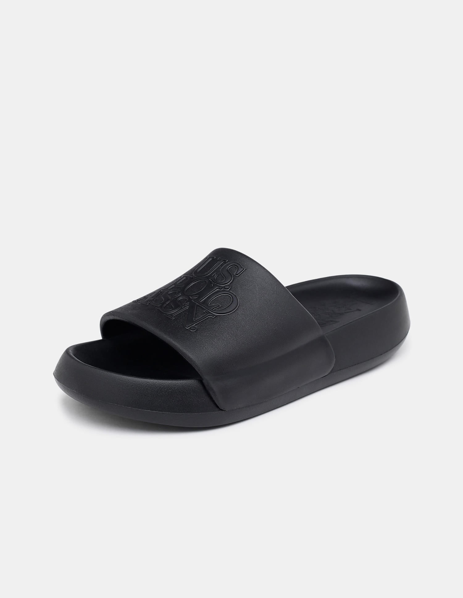 Brand Embossed Luna Sliders Black - U.S. Polo Assn. India | Large
