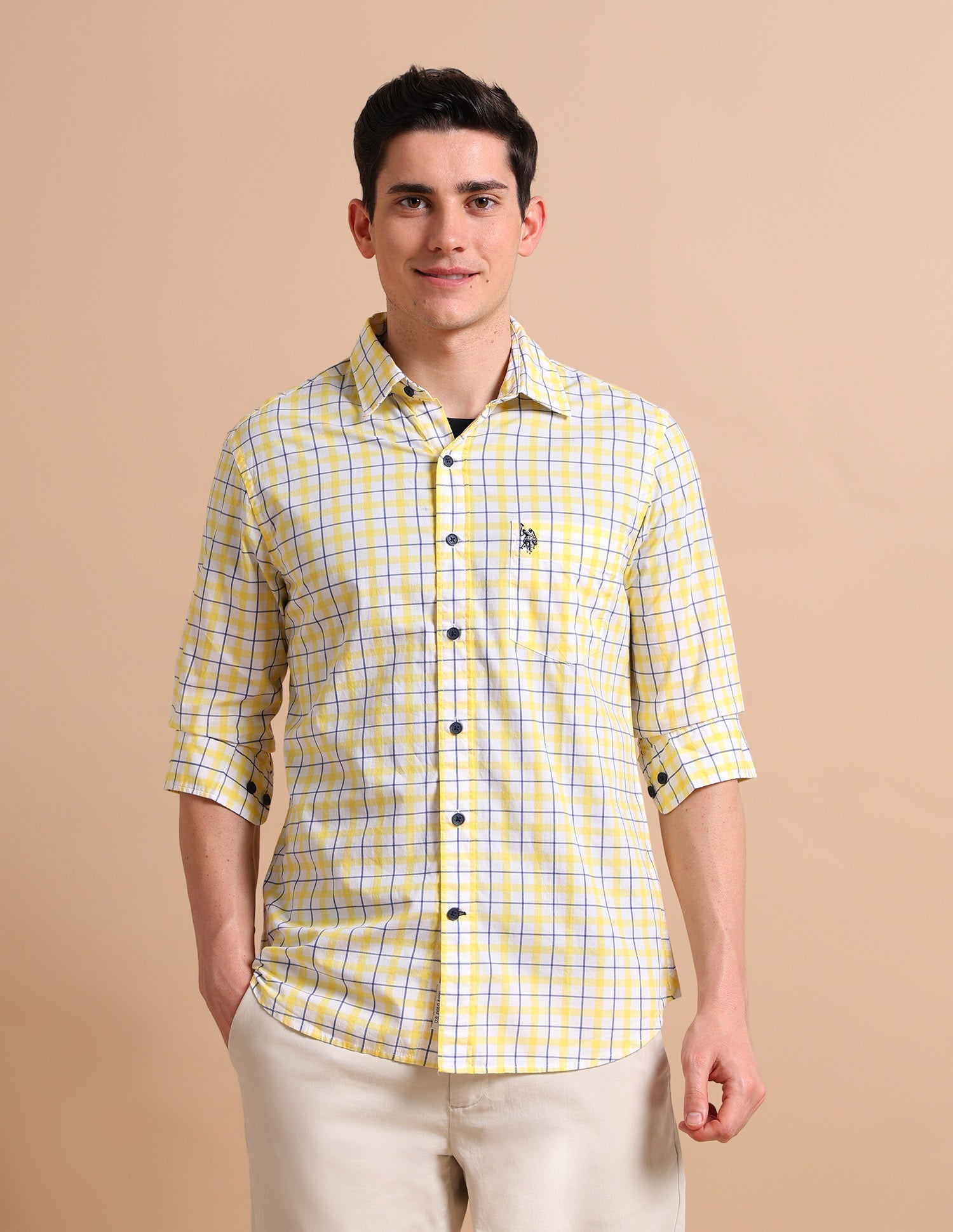 Twill Check Shirt Yellow - U.S. POLO ASSN. | Large