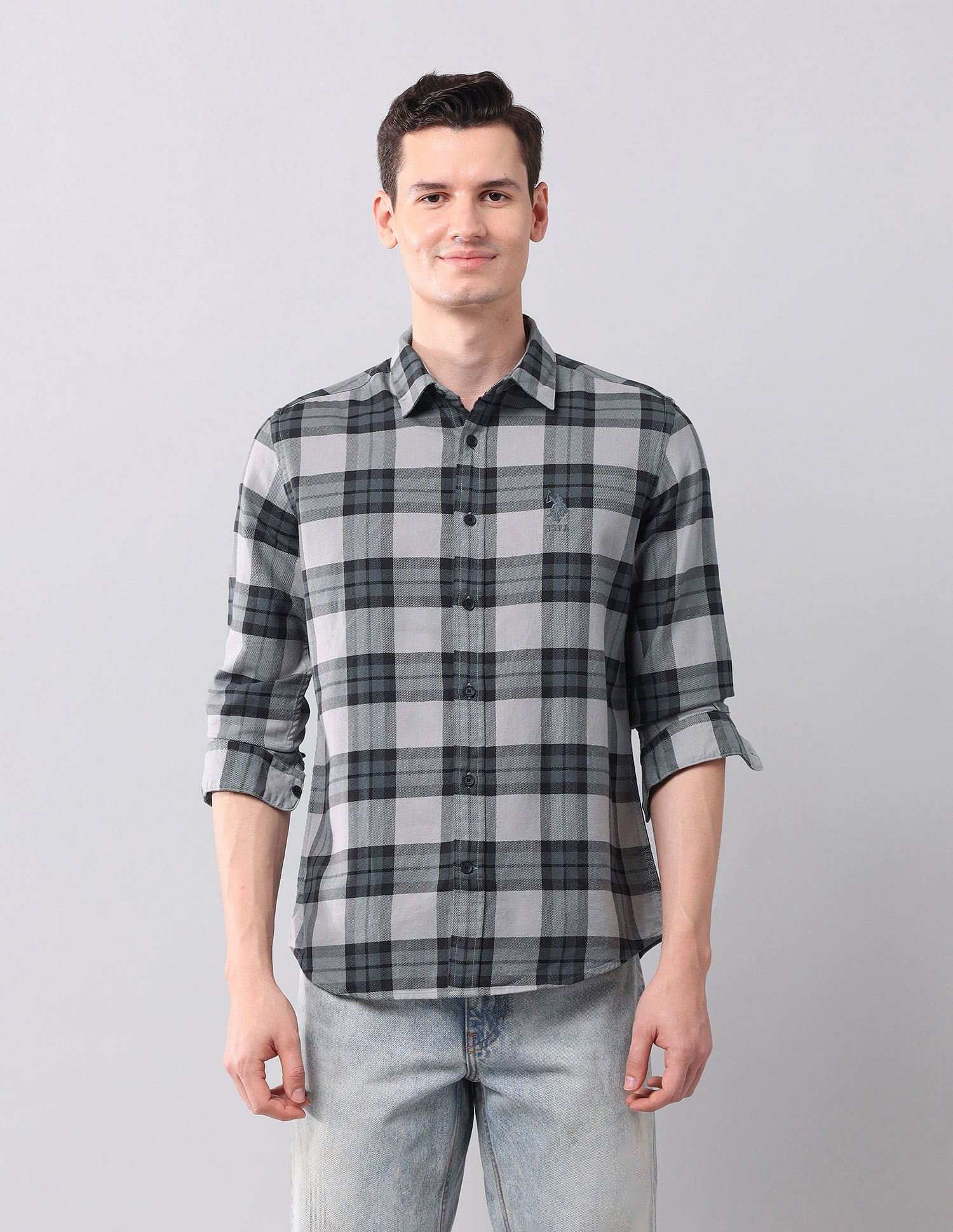 Regular Fit Checked Shirt Grey - U.S. POLO ASSN. | Large