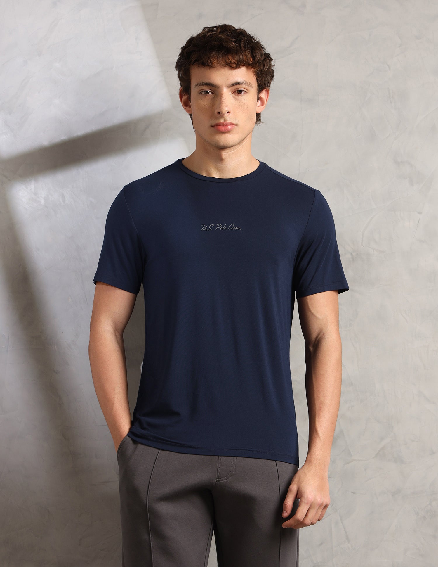 Round Neck Comfort Fit PE007-PL Lounge T-Shirt - Pack Of 1 Pageant Blue - U.S. Polo Assn. India | Large