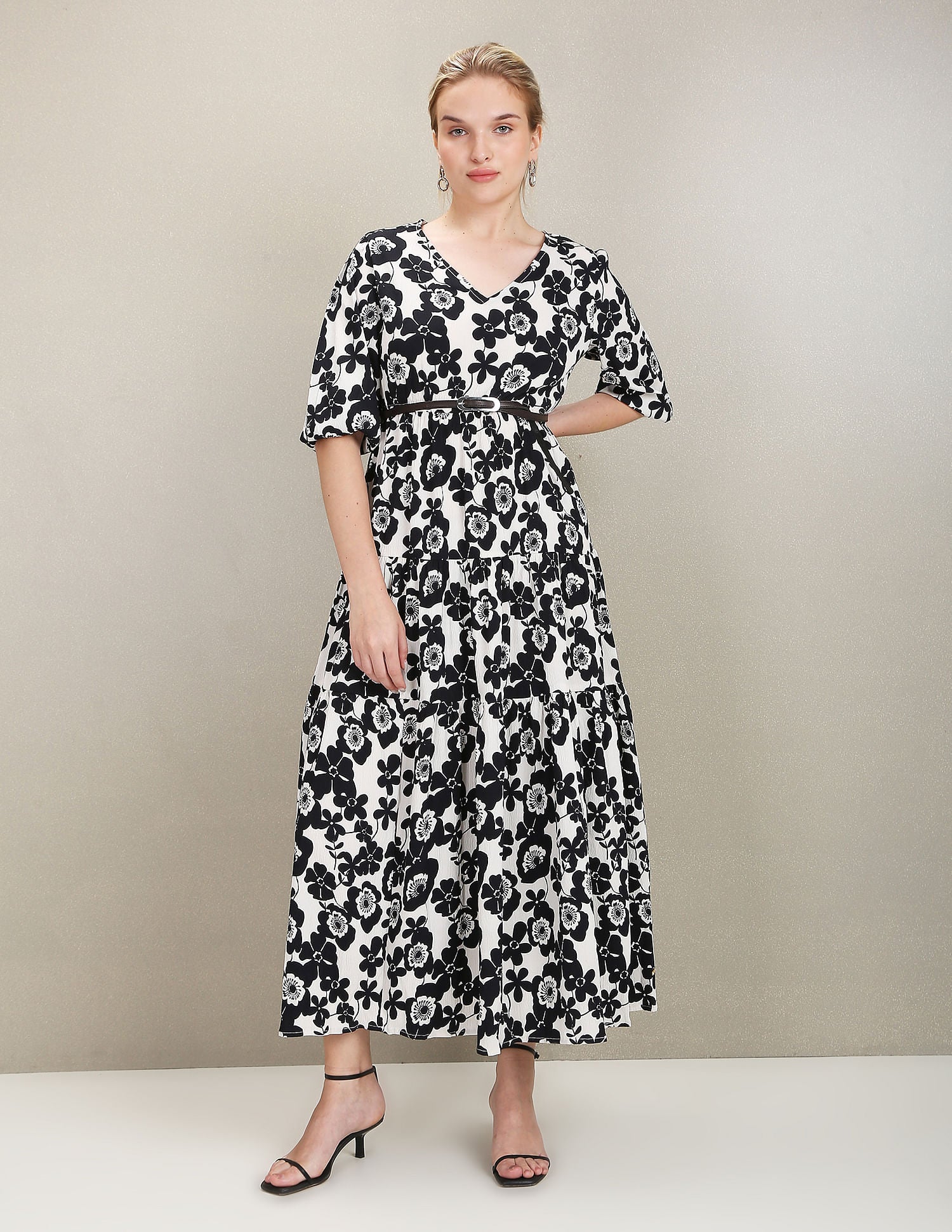 Floral Print Fit And Flare Dress Black - U.S. Polo Assn. India | Large