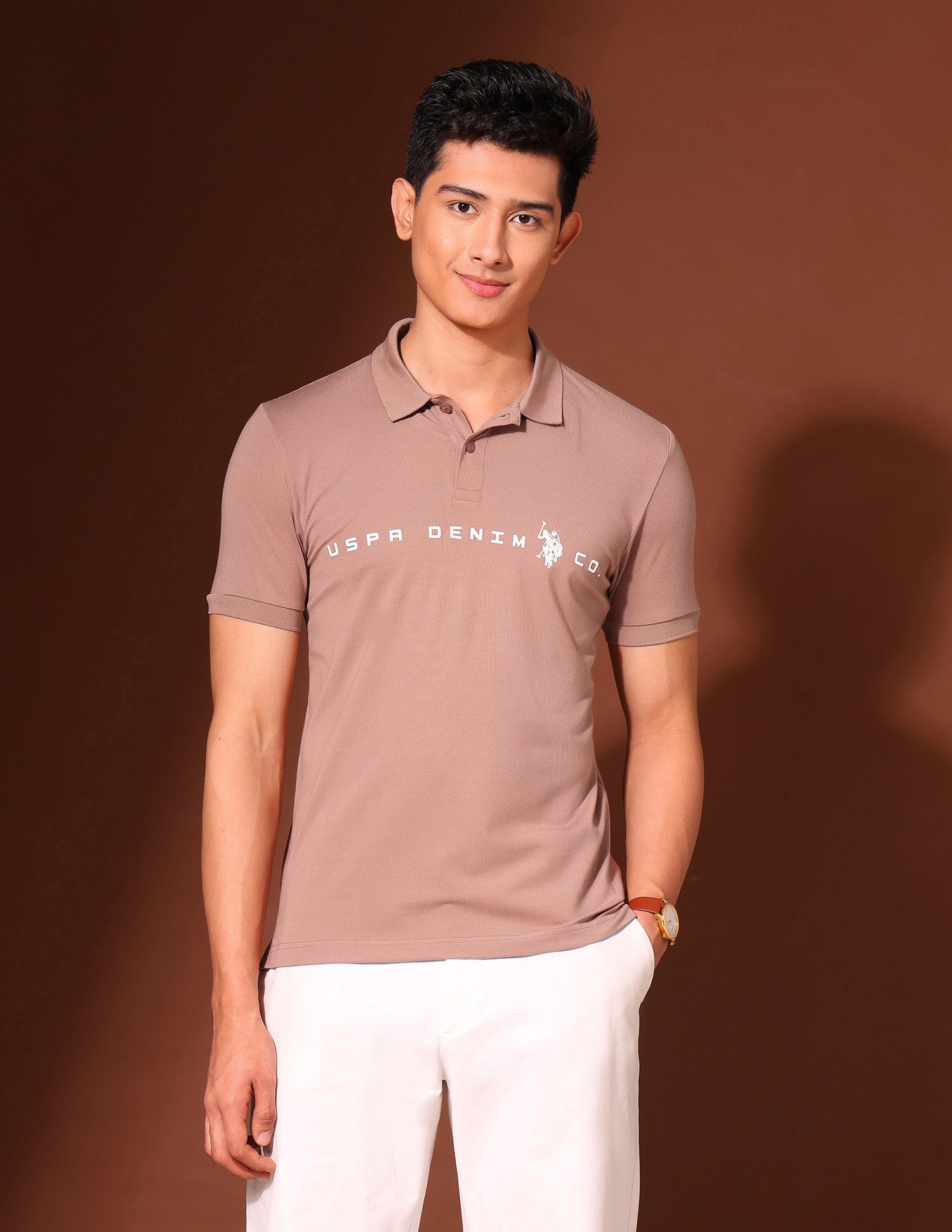 Brand Printed Work And Wander Polo Shirt Pink - U.S. POLO ASSN. | Large