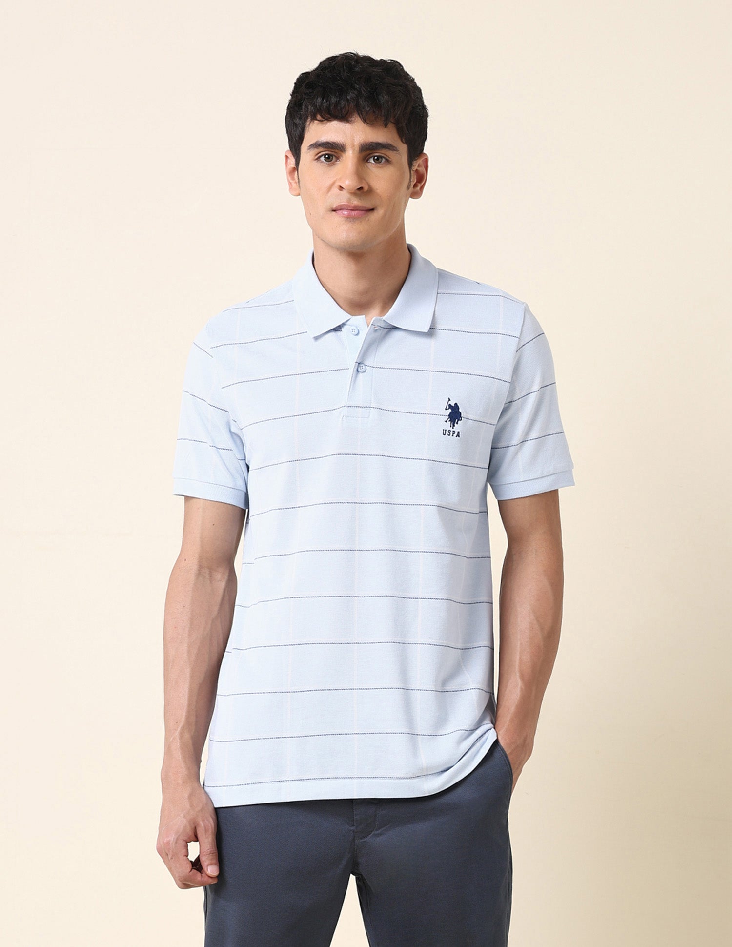 All Over Printed Classic Polo Shirt Light Blue - U.S. Polo Assn. India | Large