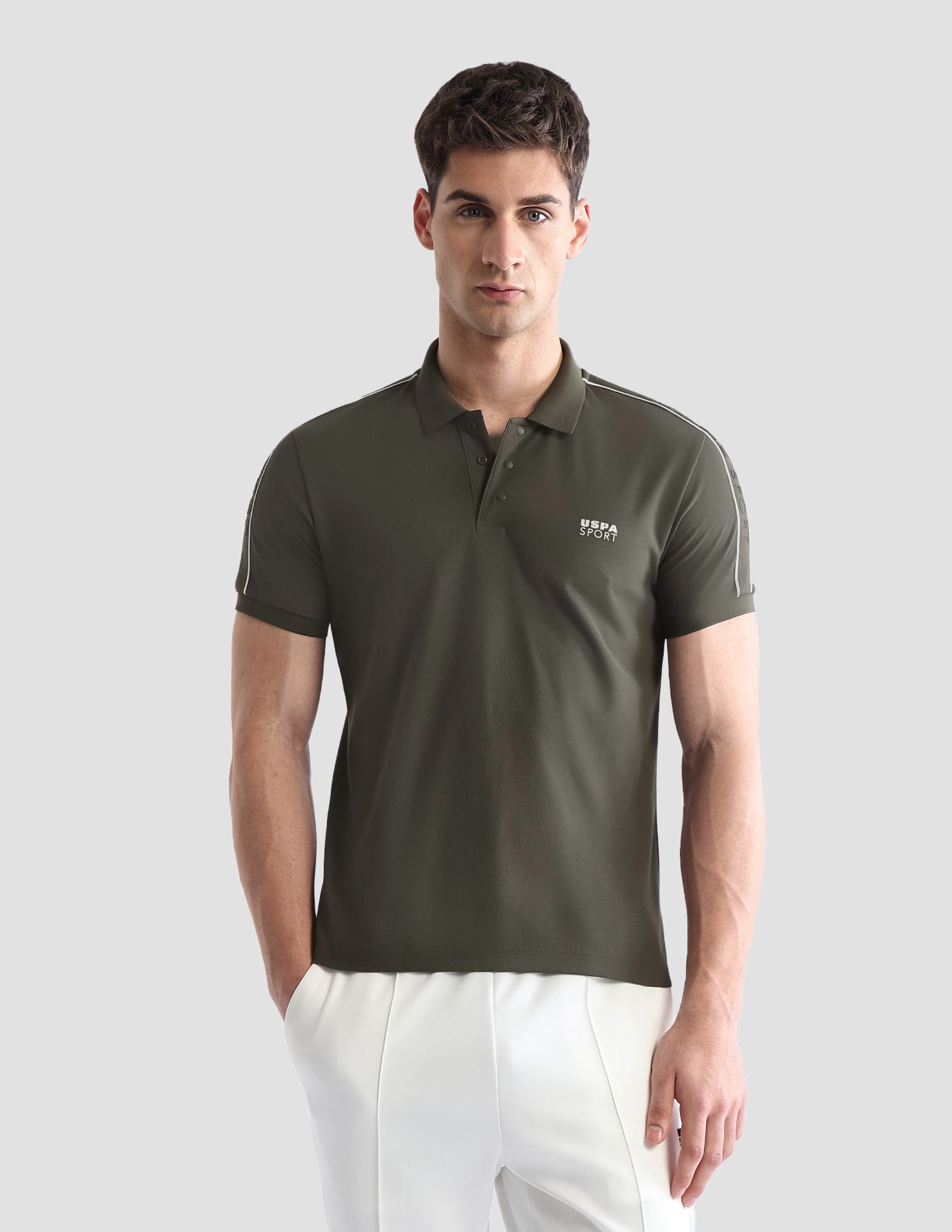 Solid Regular Fit Active Polo Shirt Olive - U.S. POLO ASSN. | Large