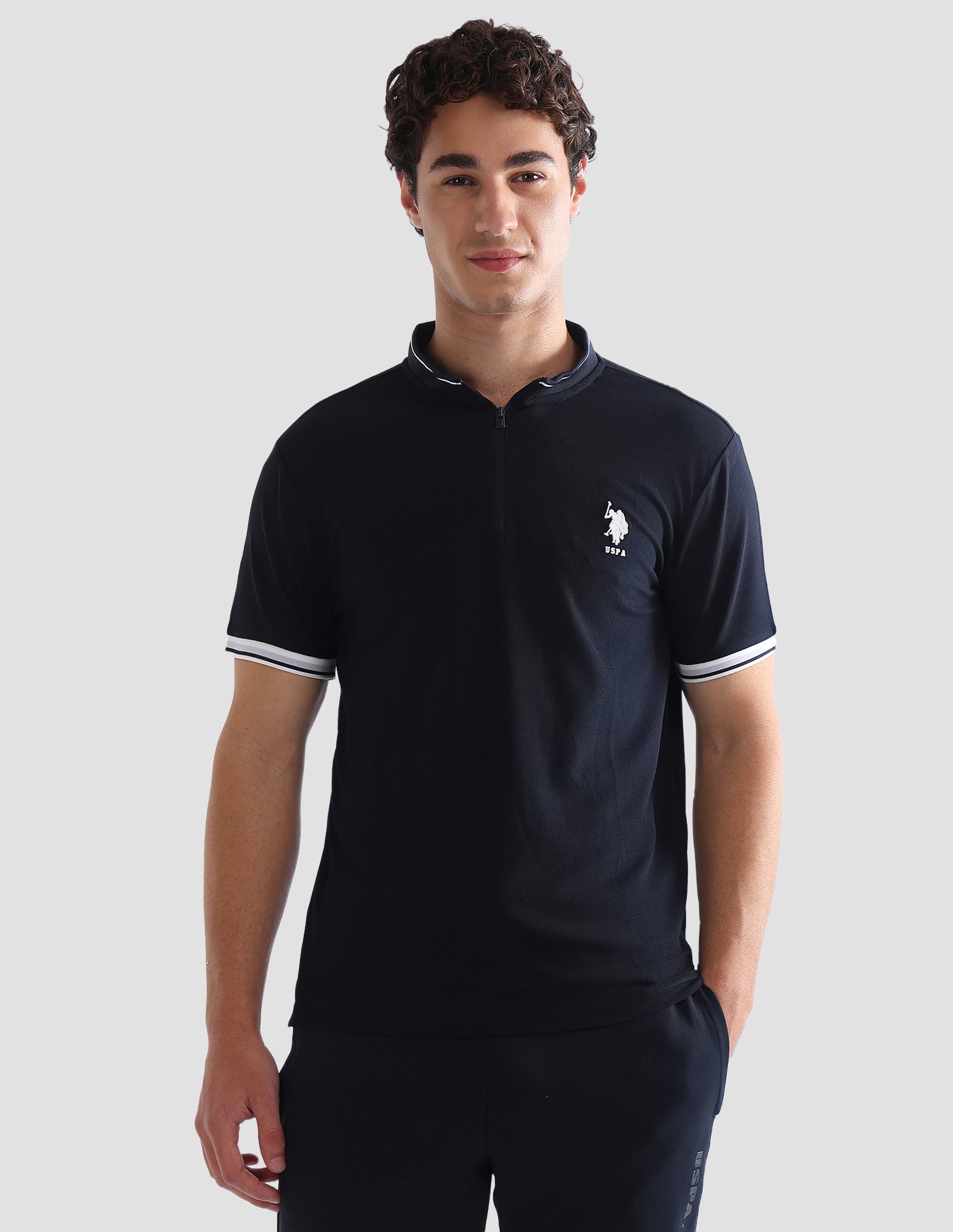 Solid Slim Fit Active Polo Shirt Navy - U.S. Polo Assn. India | Large