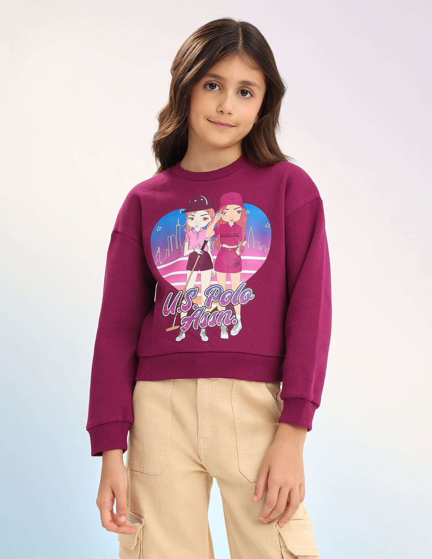 Brand Printed Regular Fit Sweatshirt Wine - U.S. POLO ASSN. | Large