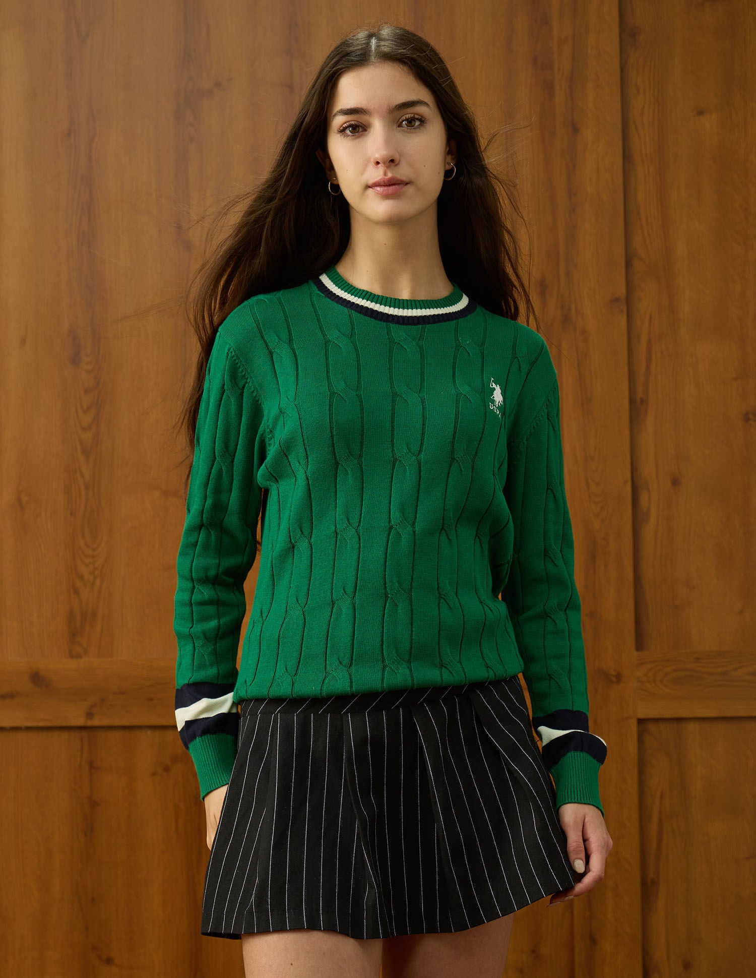 Textured Relaxed Fit Sweater Green - U.S. POLO ASSN. | Large