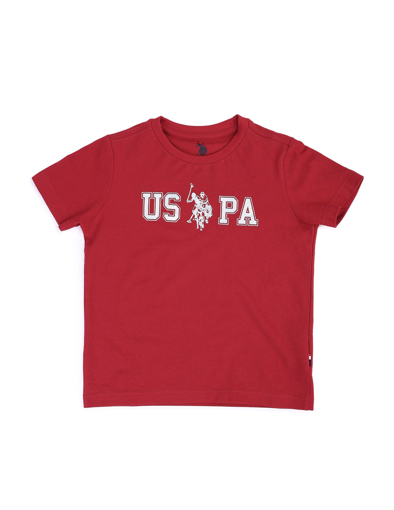 Boys Pure Cotton Regular T-shirt Red - U.S. Polo Assn. India | Large
