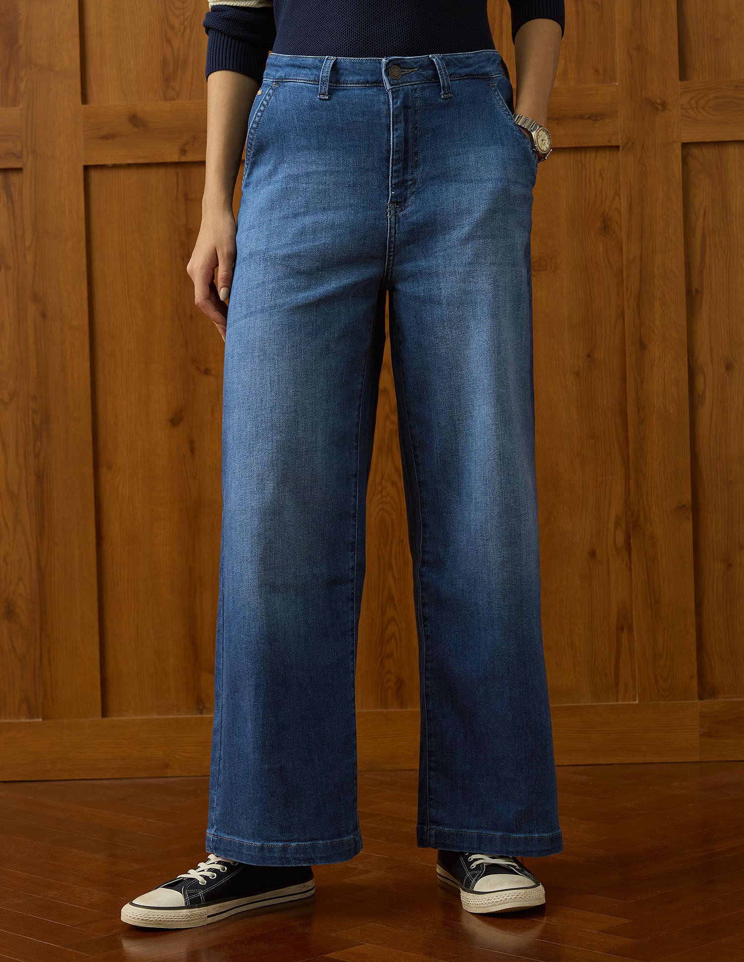 High Rise Wide Leg Jeans Dark Blue - U.S. Polo Assn. India | Large