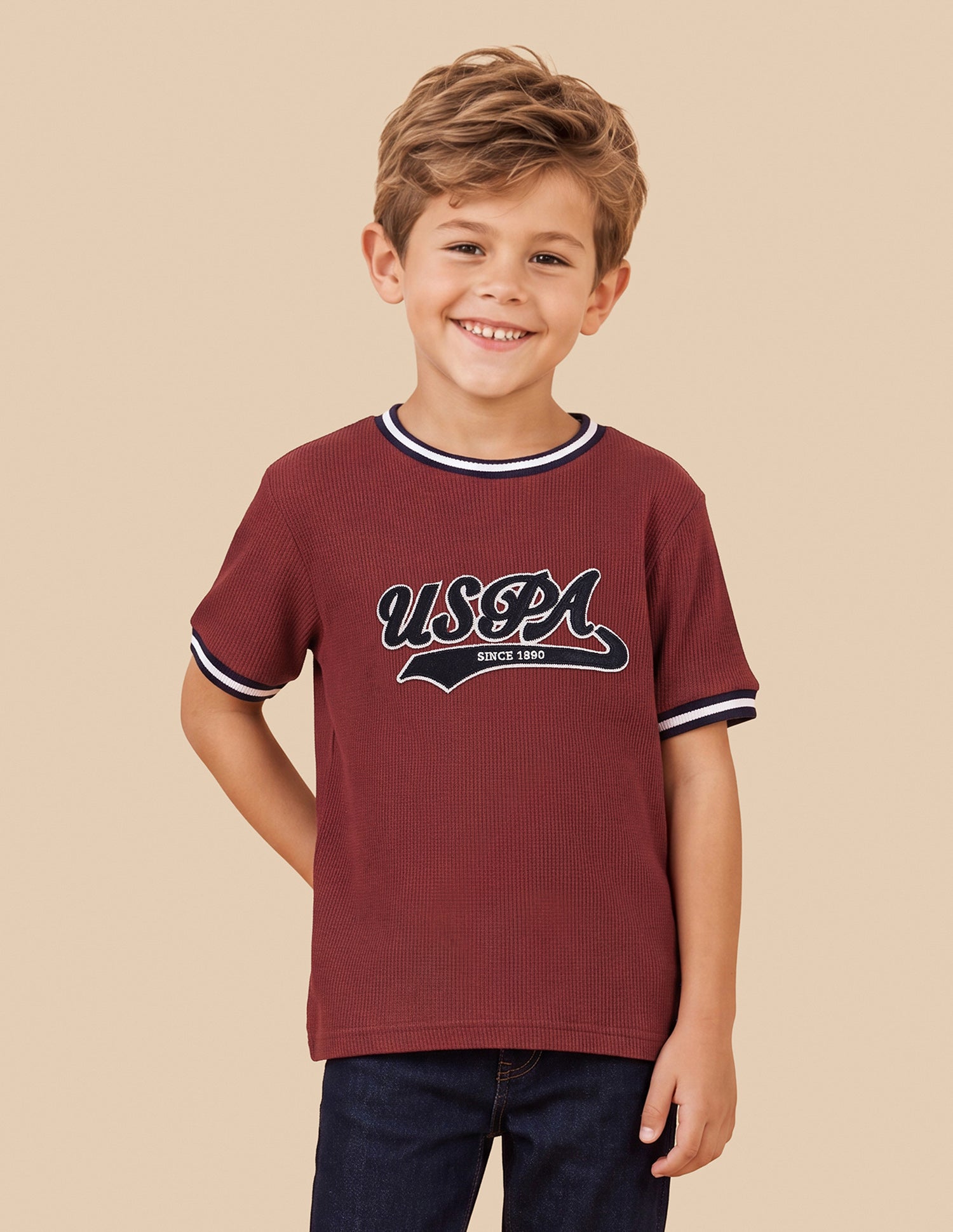 Brand Applique Regular Fit T-Shirt Dark Red - U.S. Polo Assn. India | Large