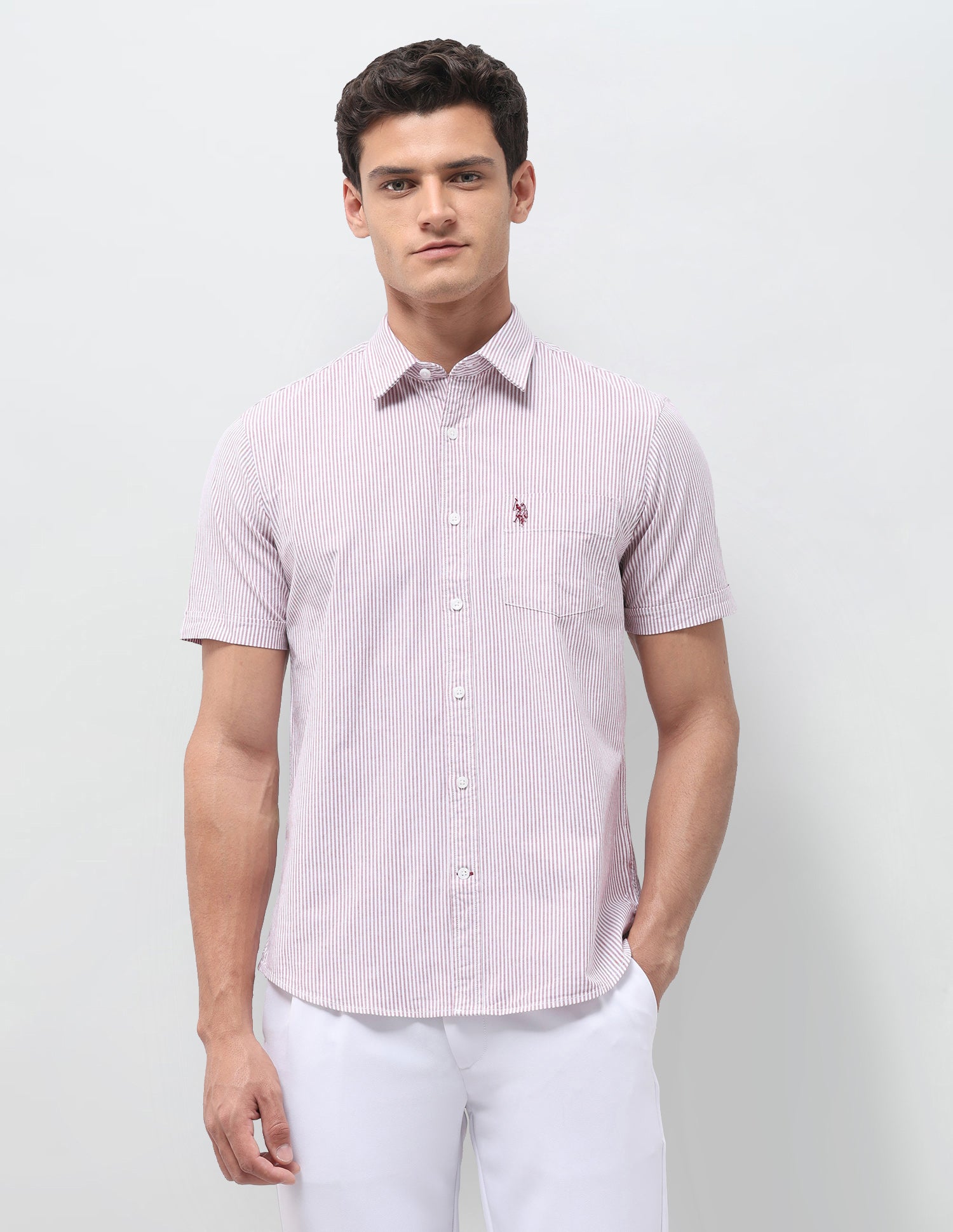 Vertical Striped Oxford Shirt Pink - U.S. Polo Assn. India | Large