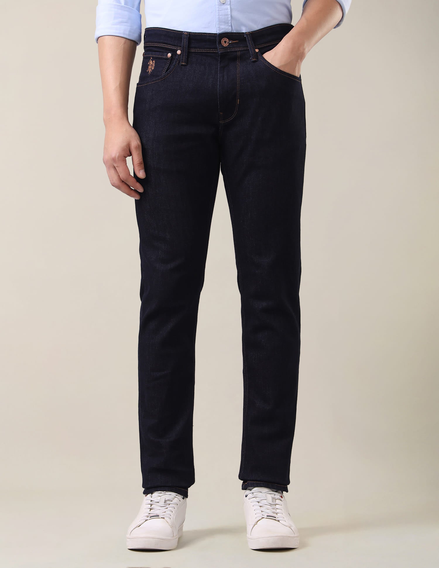 Brandon Slim Tapered Fit Rinsed Jeans Dark Blue - U.S. Polo Assn. India | Large