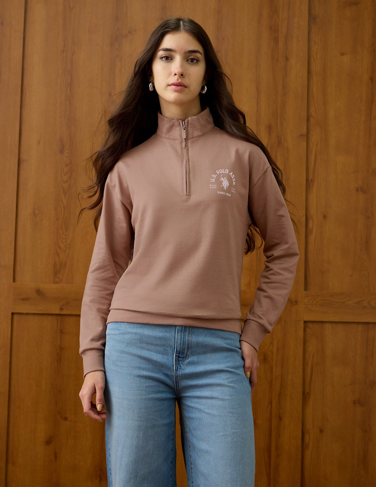 Regular Fit Solid Sweatshirt Brown - U.S. POLO ASSN. | Large