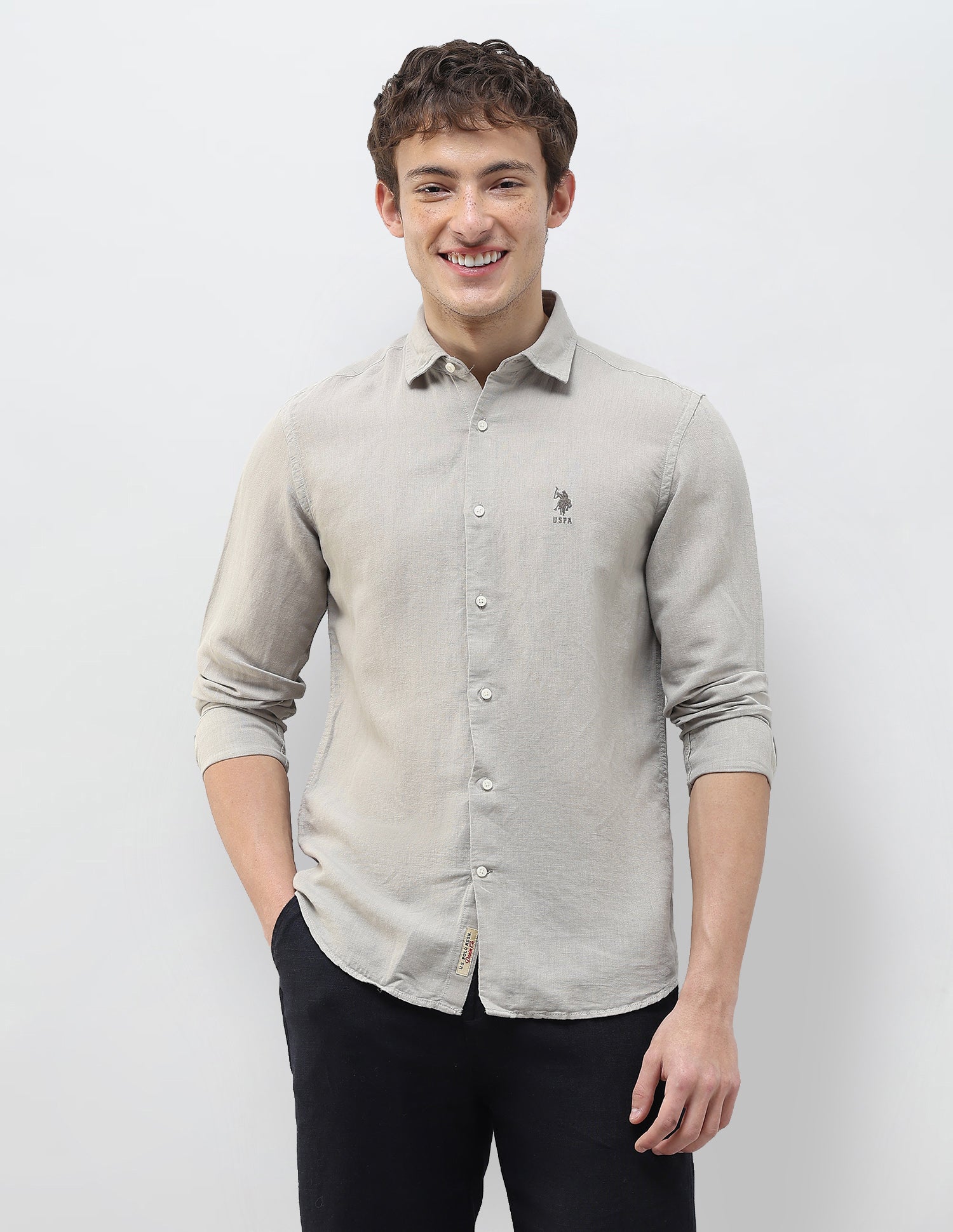 Solid Regular Fit Shirt Grey - U.S. Polo Assn. India | Large