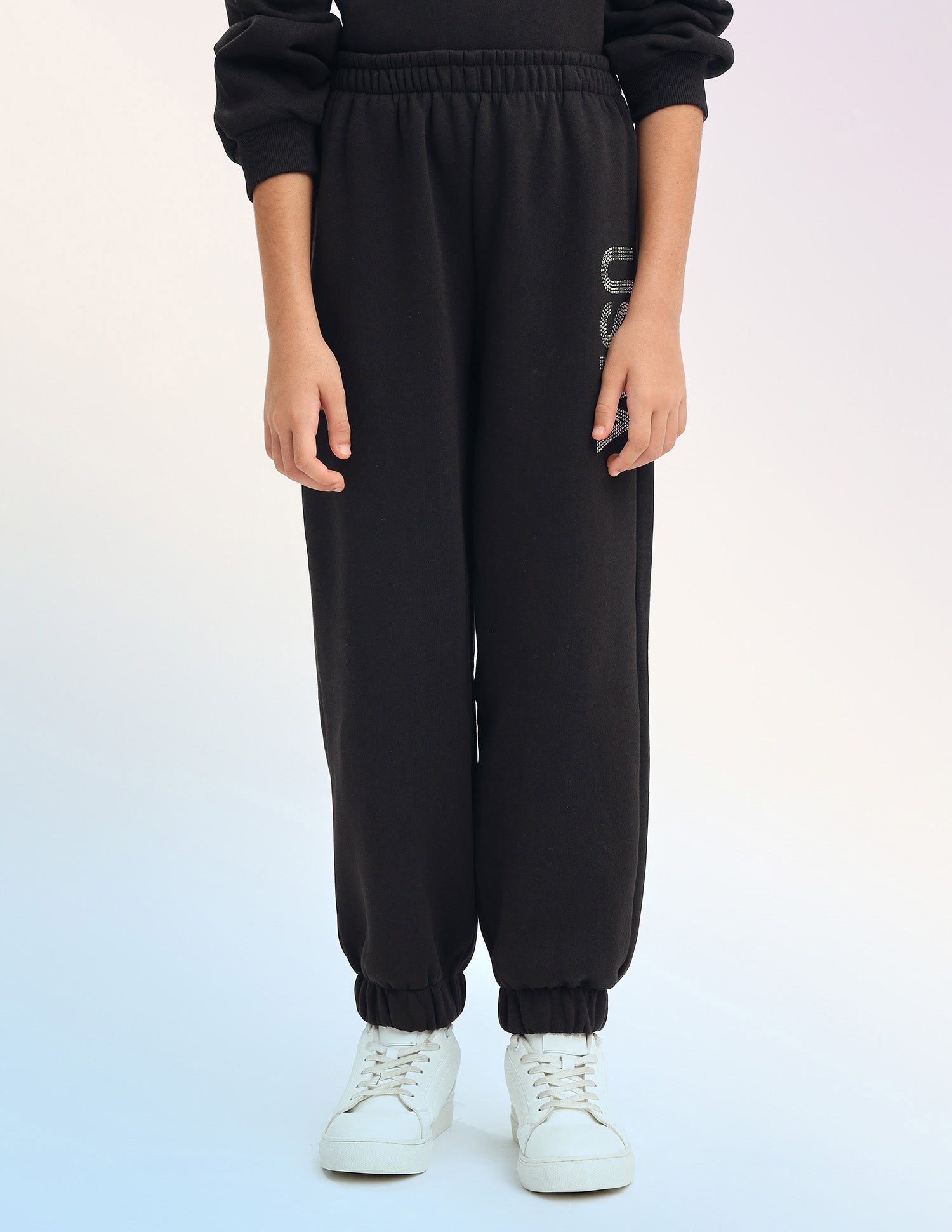 Girls Solid Regular Fit Joggers Black - U.S. POLO ASSN. | Large