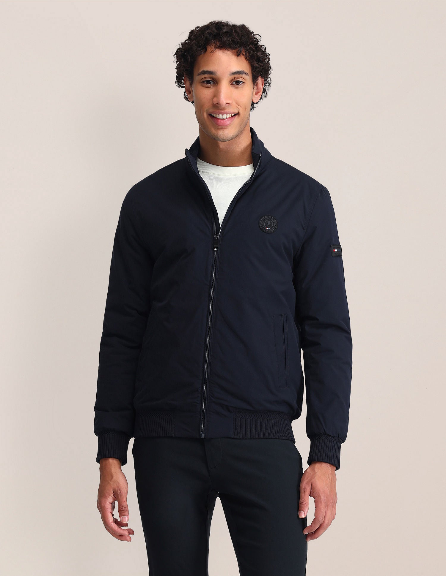 Stand Neck Solid Jacket Navy - U.S. POLO ASSN. | Large