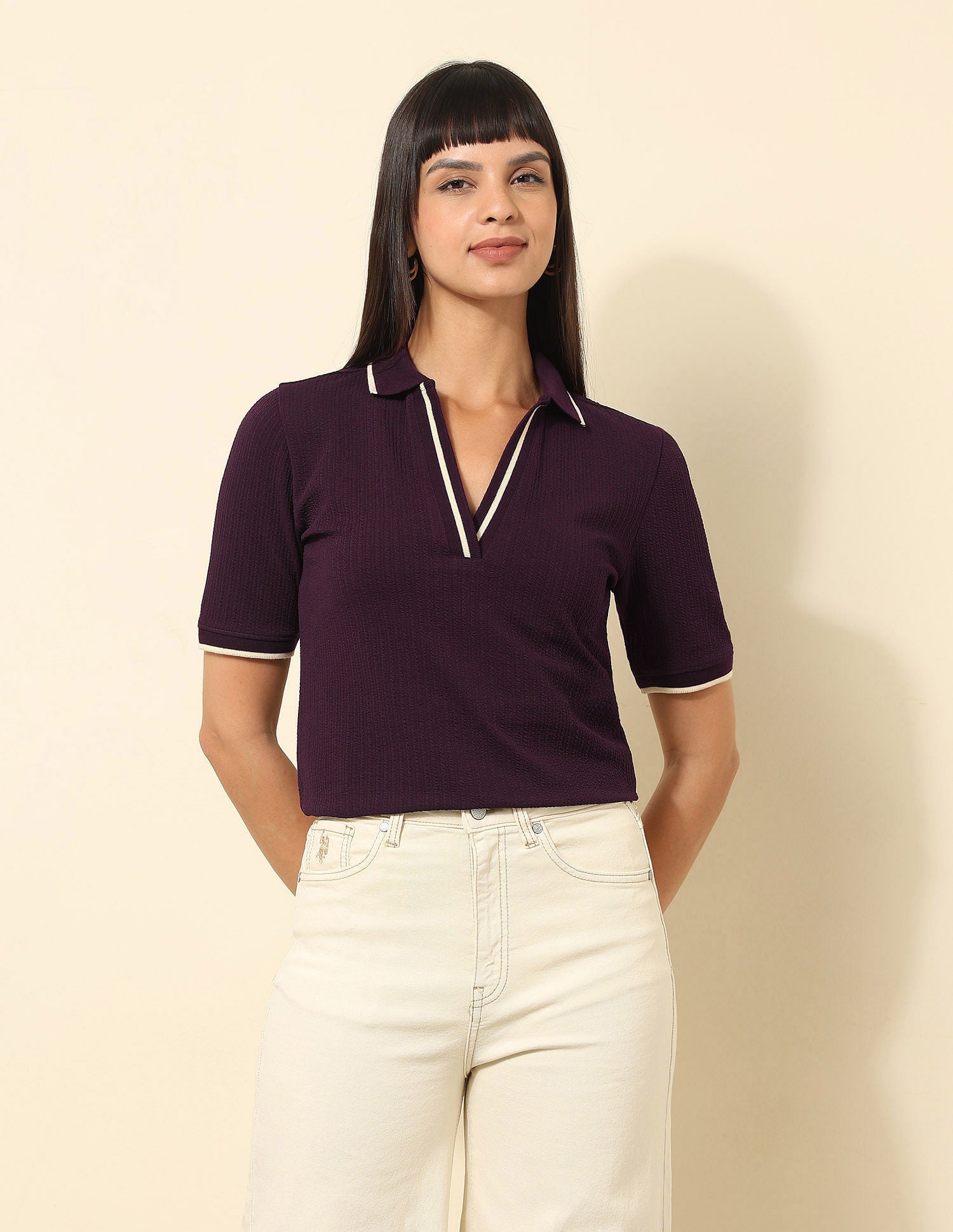 Regular Fit Solid Polo Shirt Wine - U.S. POLO ASSN. | Large