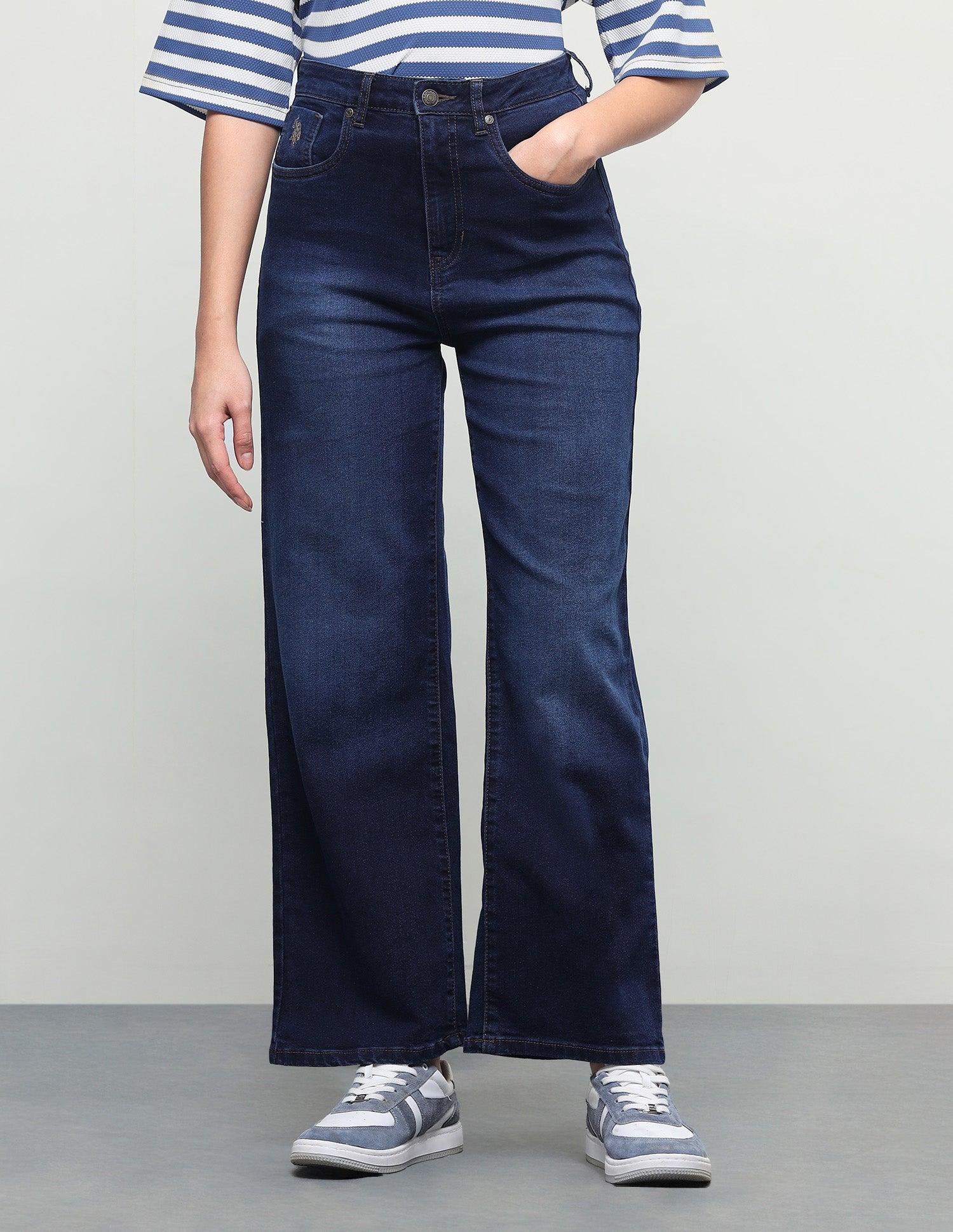 Wide Leg Fit Blue Jeans Dark Blue - U.S. Polo Assn. India | Large