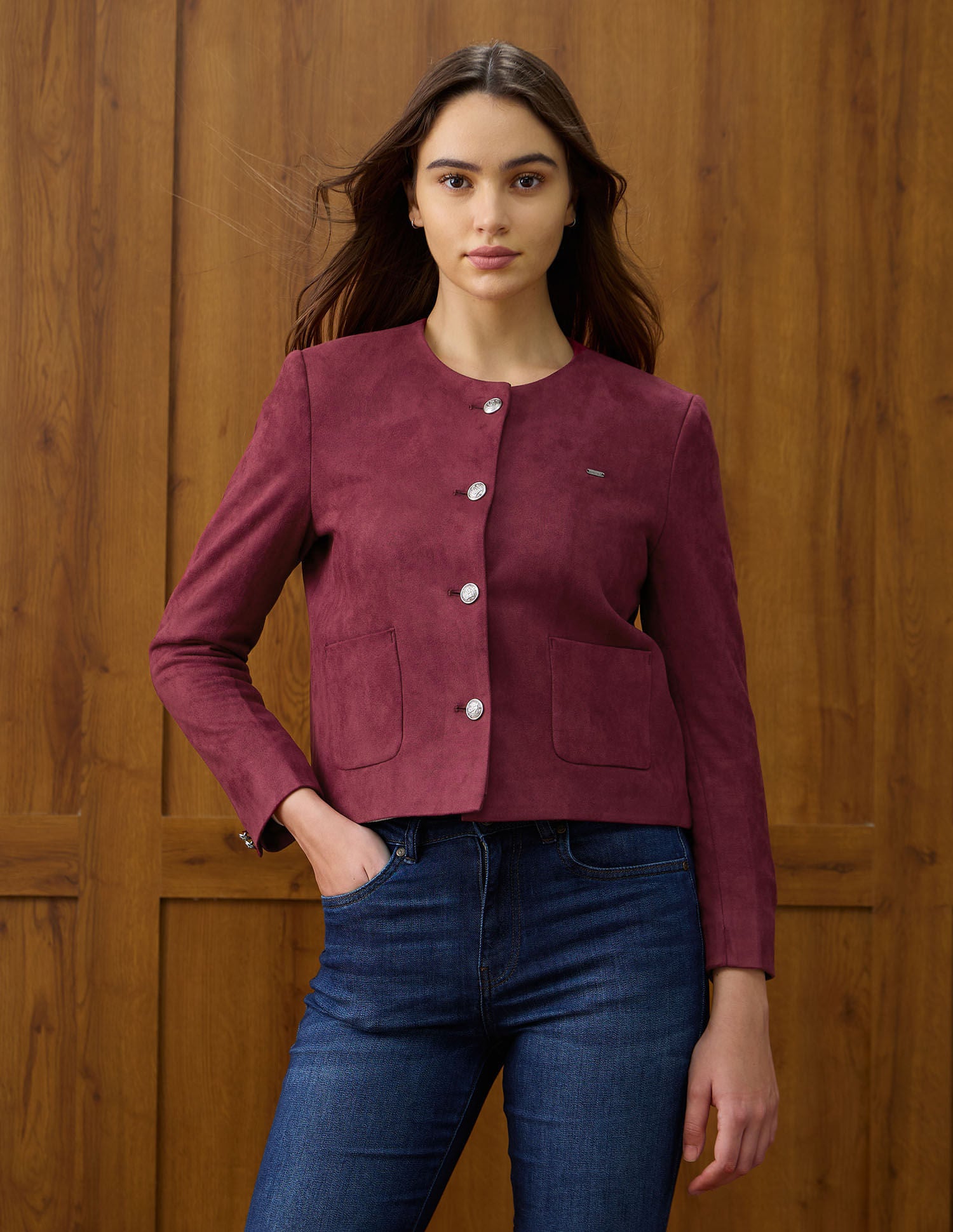 Solid Regular Fit Round Neck Jacket Purple - U.S. POLO ASSN. | Large