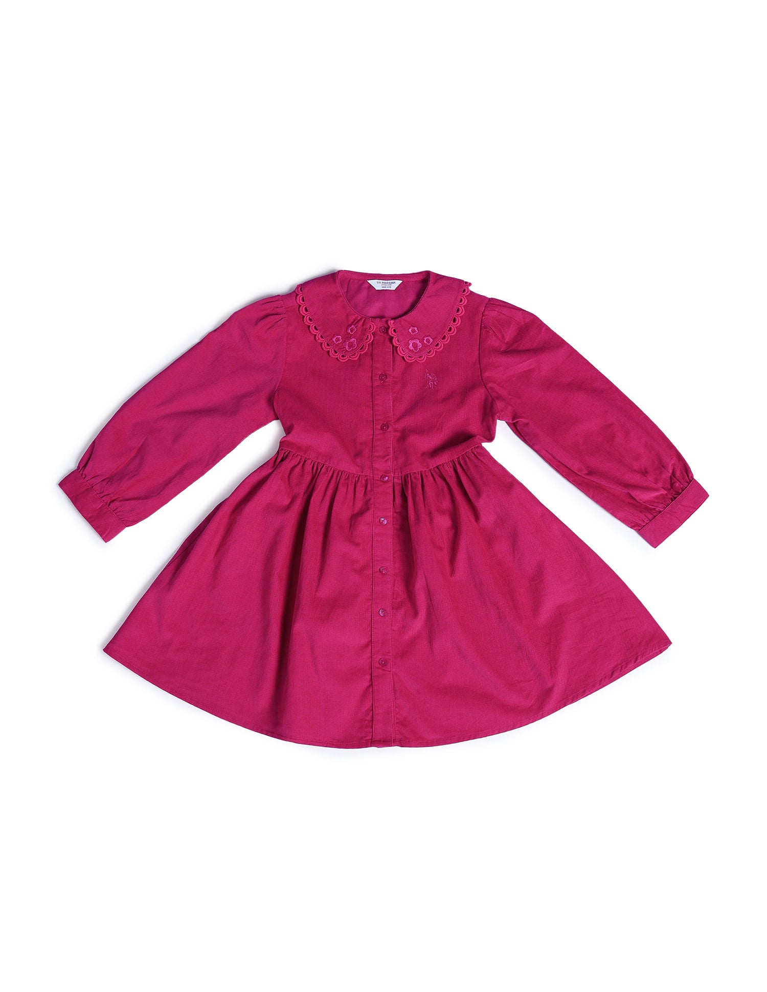 Girls Peterpan Collar Corduroy Dress Dark Pink - U.S. POLO ASSN. | Large