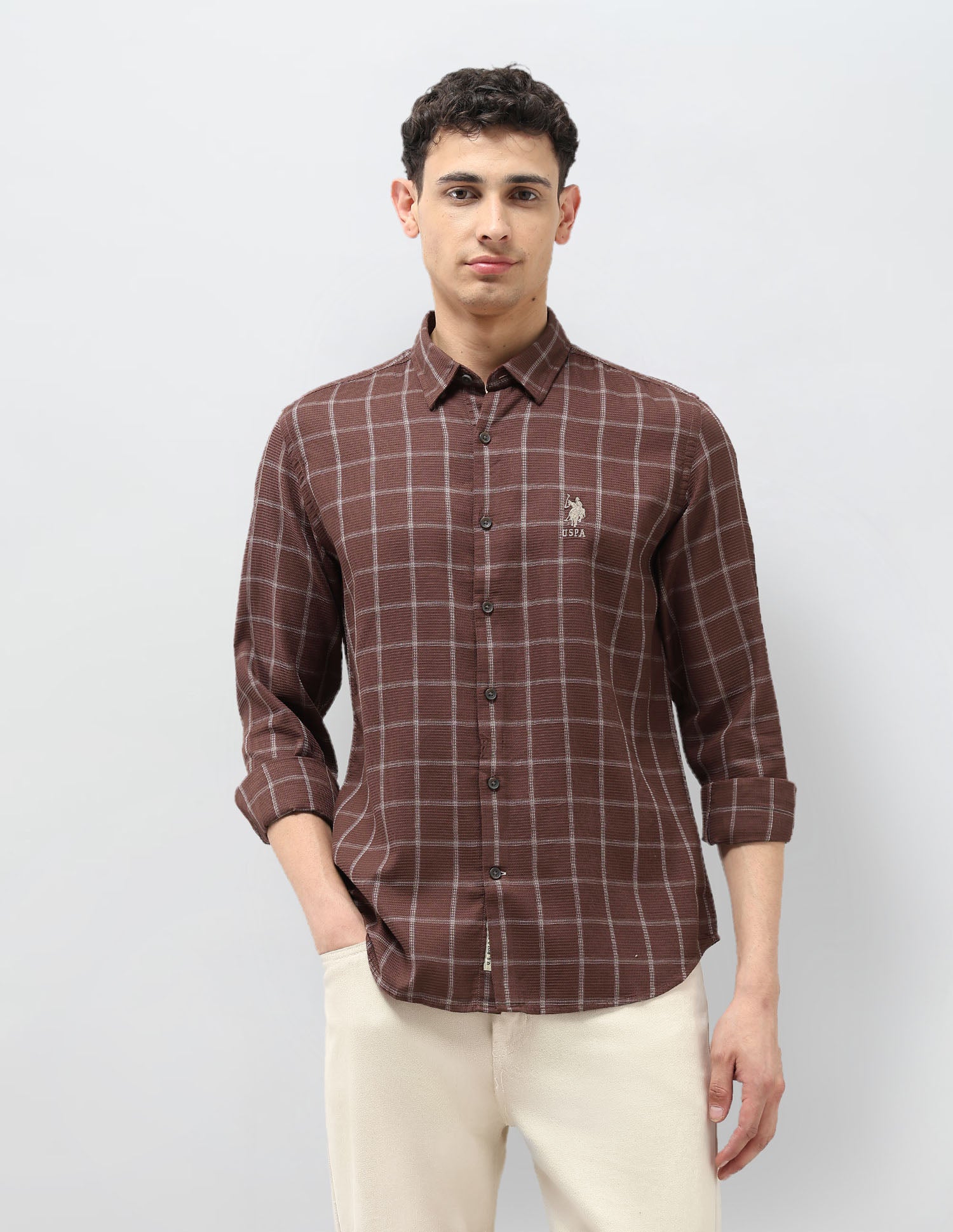 Slim Fit Monochrome Shirt Rust - U.S. POLO ASSN. | Large