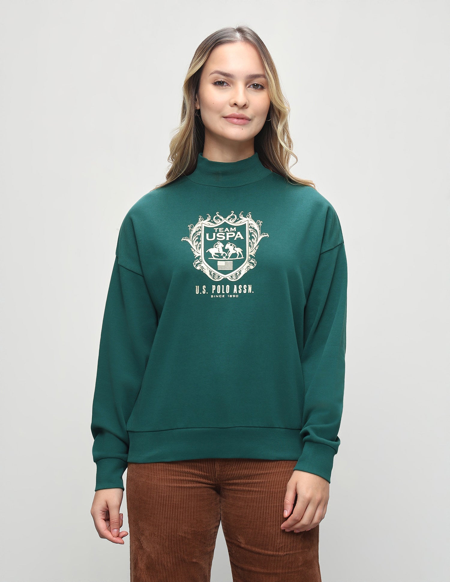 Brand Printed Oversized Fit Sweatshirt Dark Green - U.S. Polo Assn. India | Large