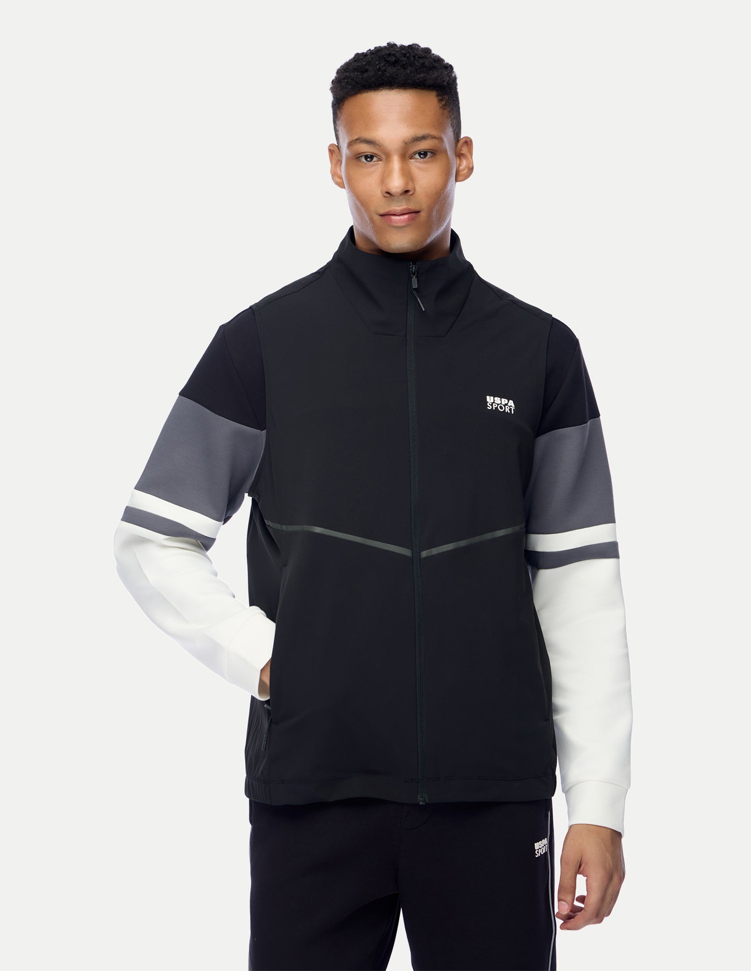 Solid Regular Fit Active Jacket Black - U.S. Polo Assn. India | Large