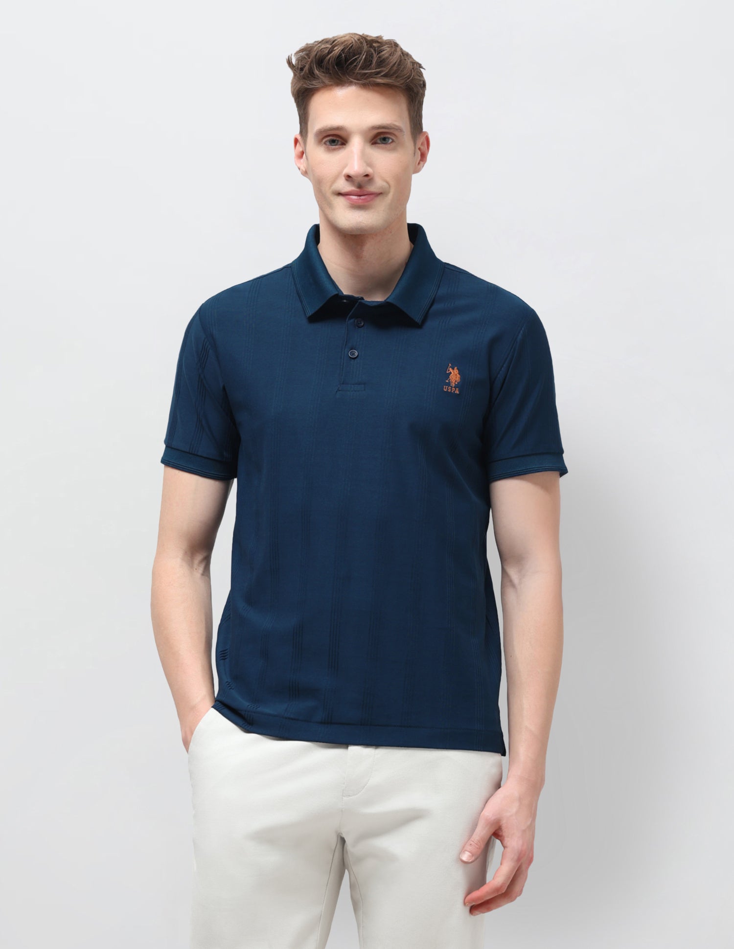 Vertical Striped Slim Fit Polo Shirt Dark Blue - U.S. Polo Assn. India | Large