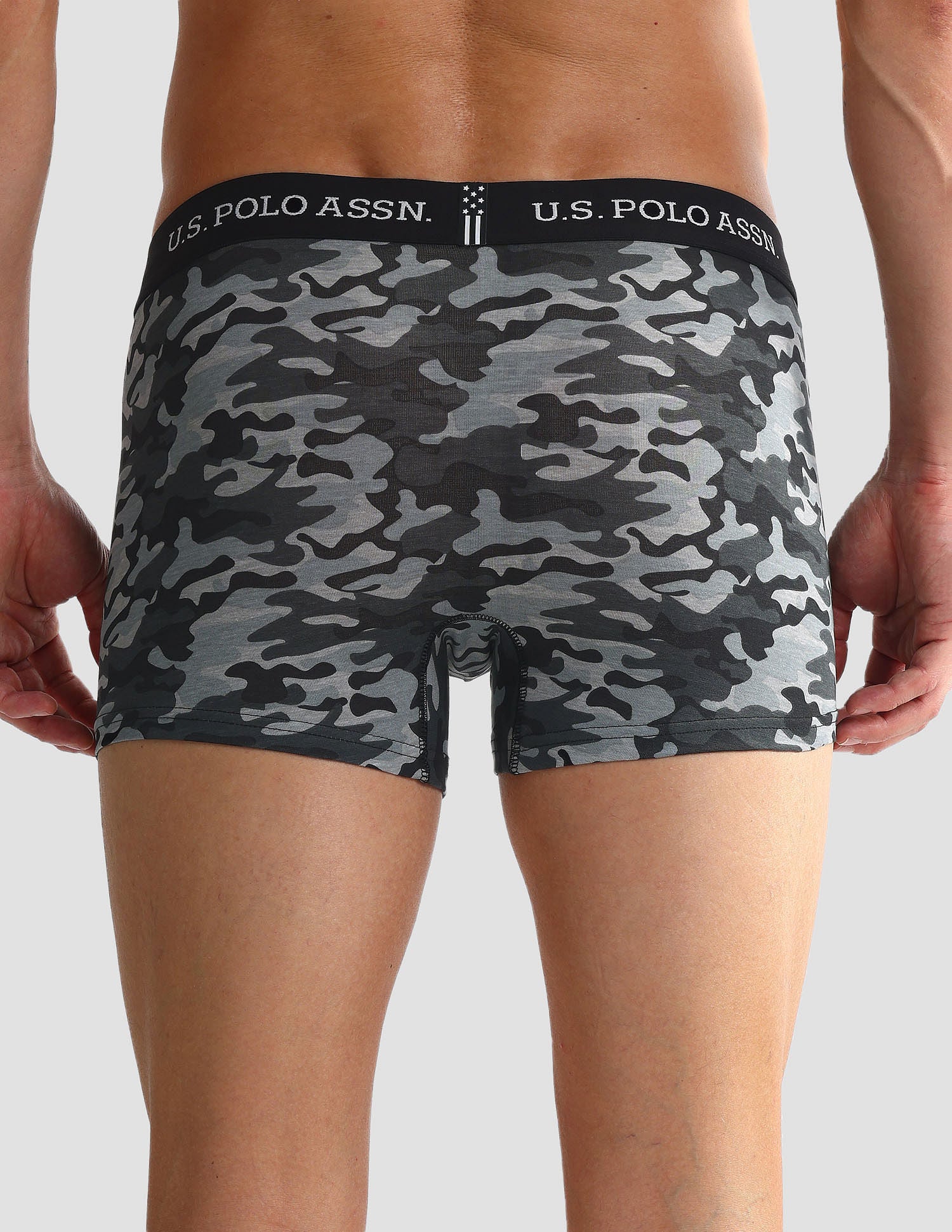 Elastic Waistband Ribbed Solid OET10 Trunks - Pack Of 2 Camo Black and Black - U.S. POLO ASSN. | Large